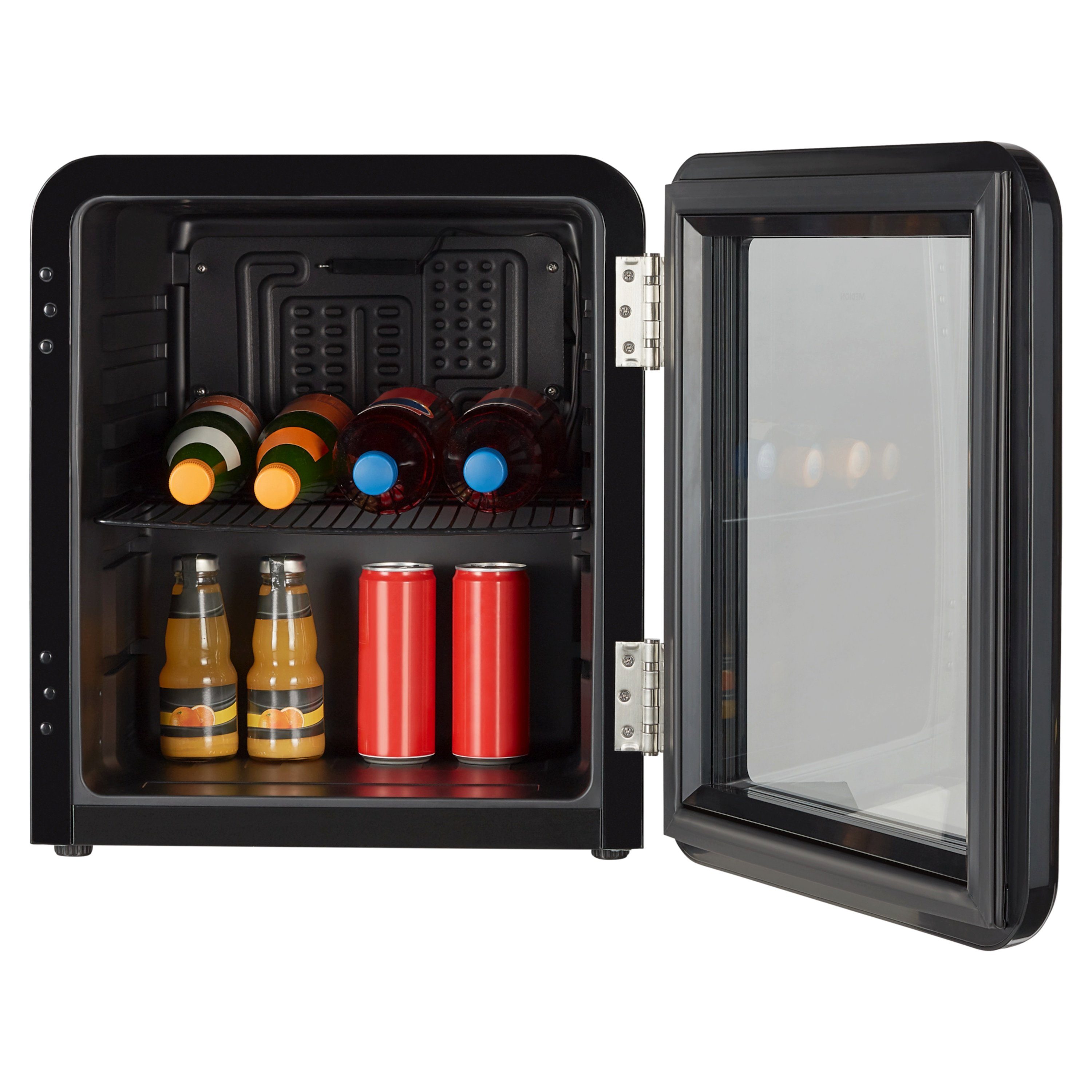 Medion® Kühlschrank MD37310, 50 cm hoch, 44 cm breit, Retro  Getränkekühlschrank Bierkühlschrank Minibar 48L F in schwarz