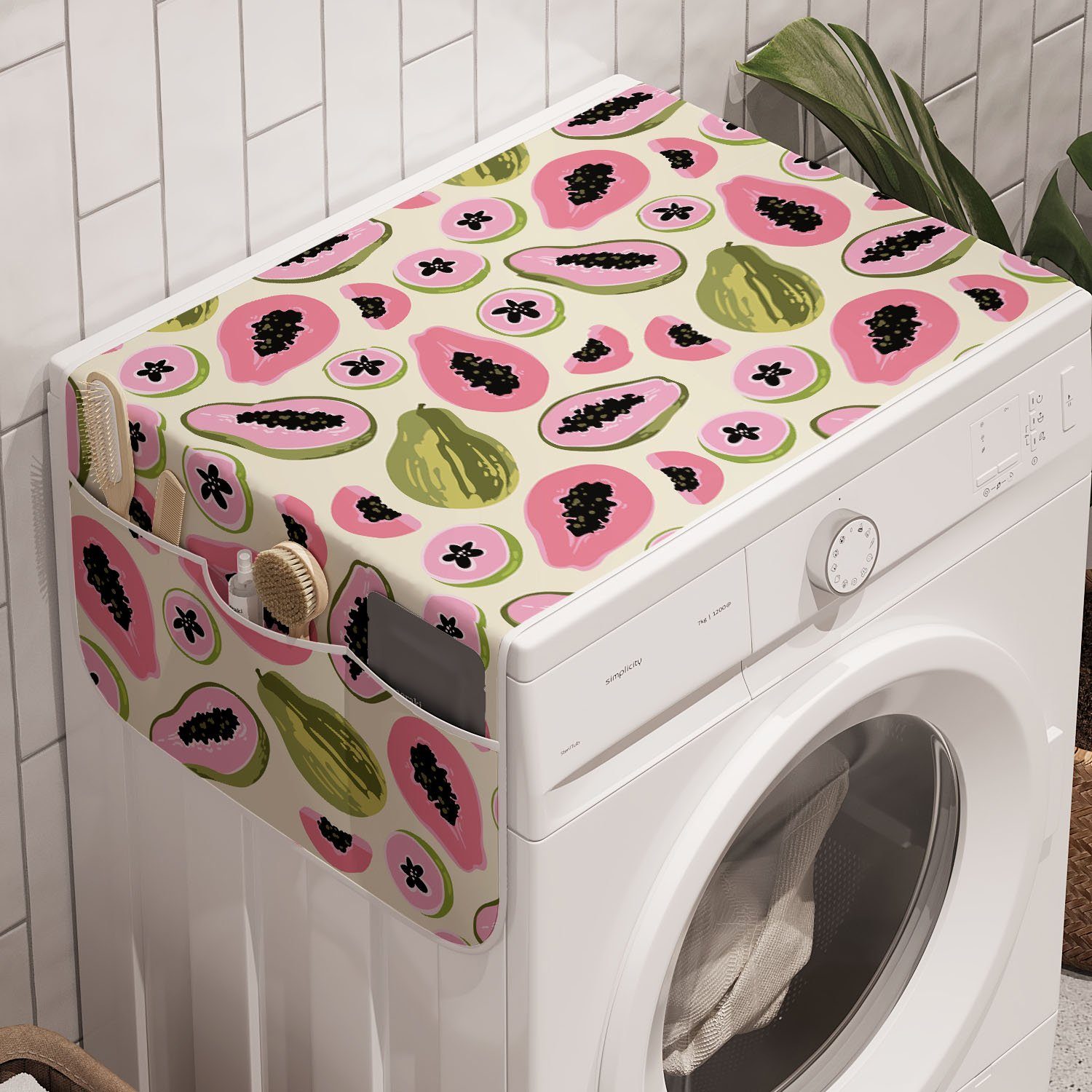 Abakuhaus Badorganizer Tropical Frucht-Kunst Trockner, Halbierte Anti-Rutsch-Stoffabdeckung Waschmaschine für Papaya und