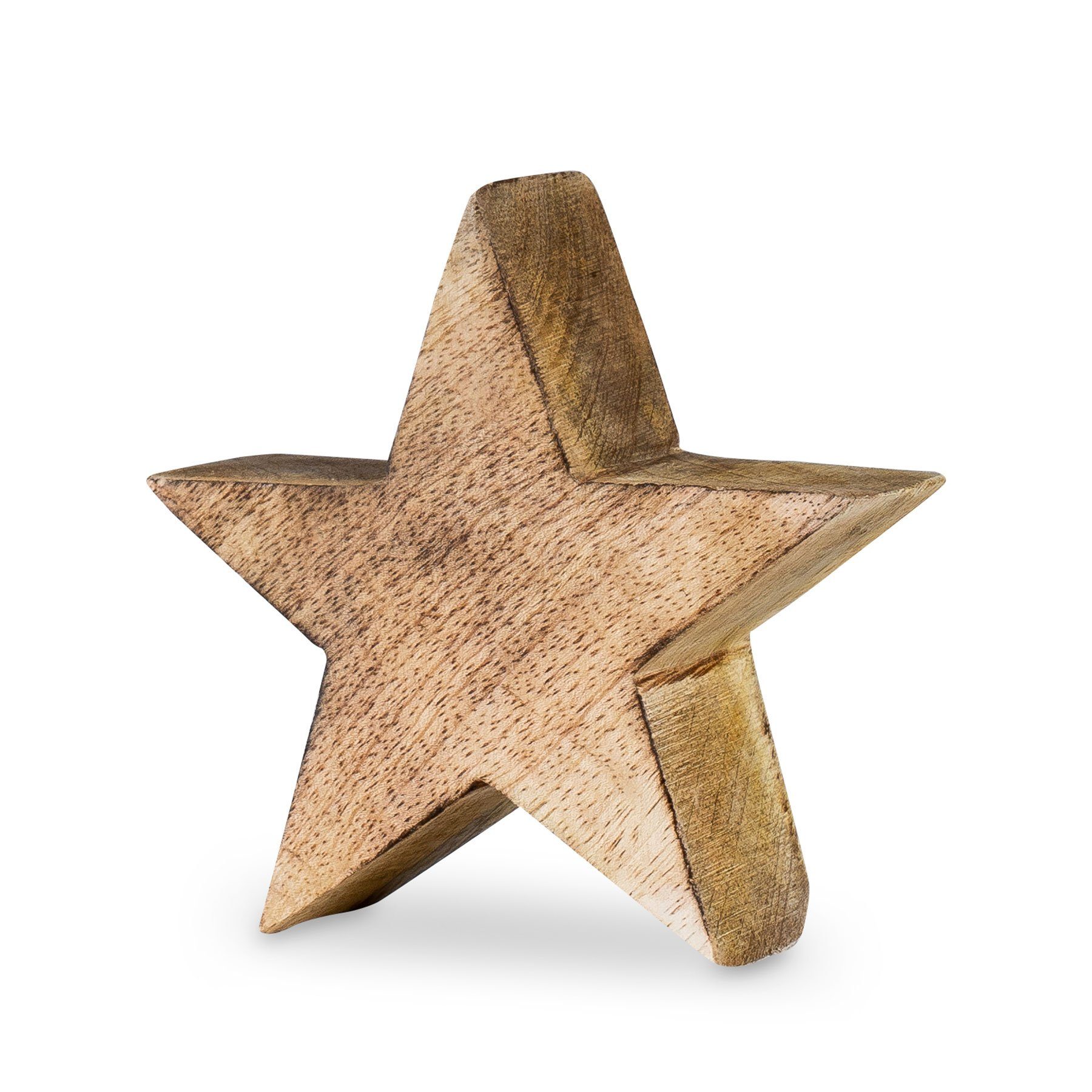 Levandeo® Dekoobjekt, Stern Holzstern Mango 10cm Mangoholz Braun Natur Deko Tischdeko