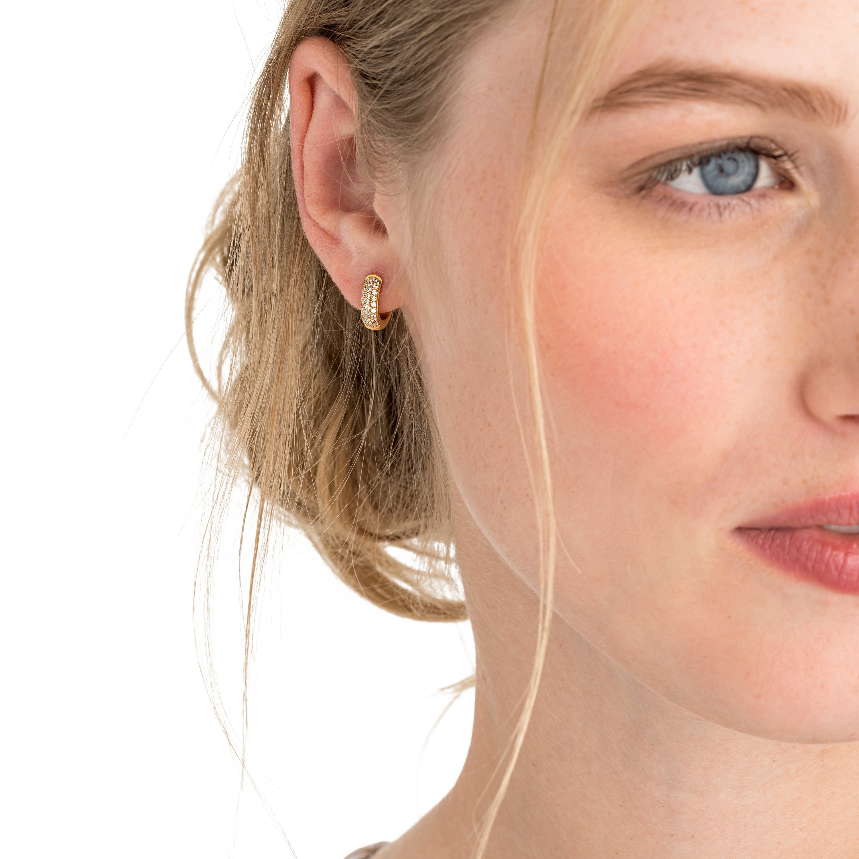 Noelani Paar Creolen für Damen, Sterling Silber 925, Zirkonia (synth) (Creolen, 2-tlg)