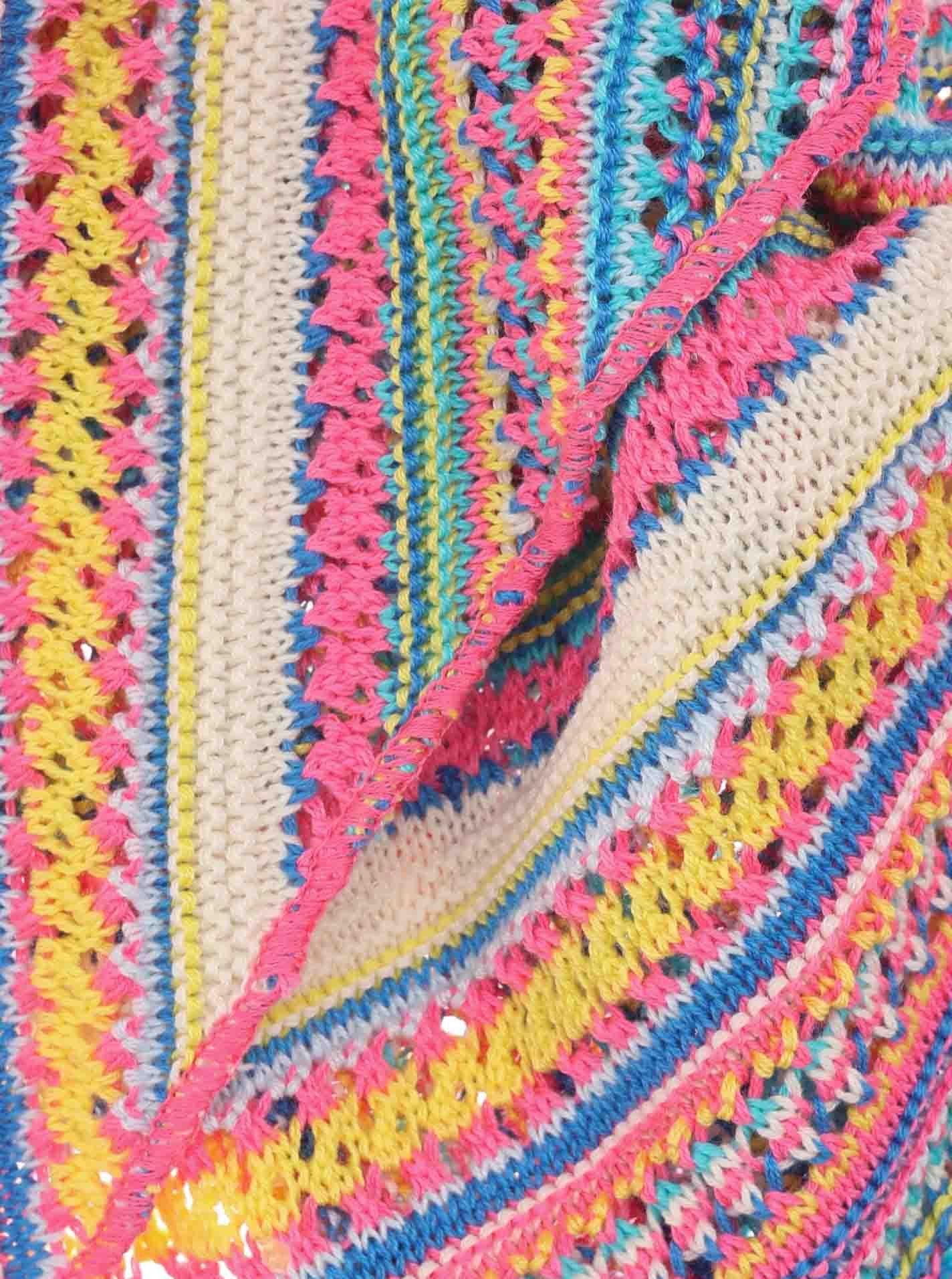 Zwillingsherz Dreieckstuch "Hippie", buntes Muster, Strick, wärmend