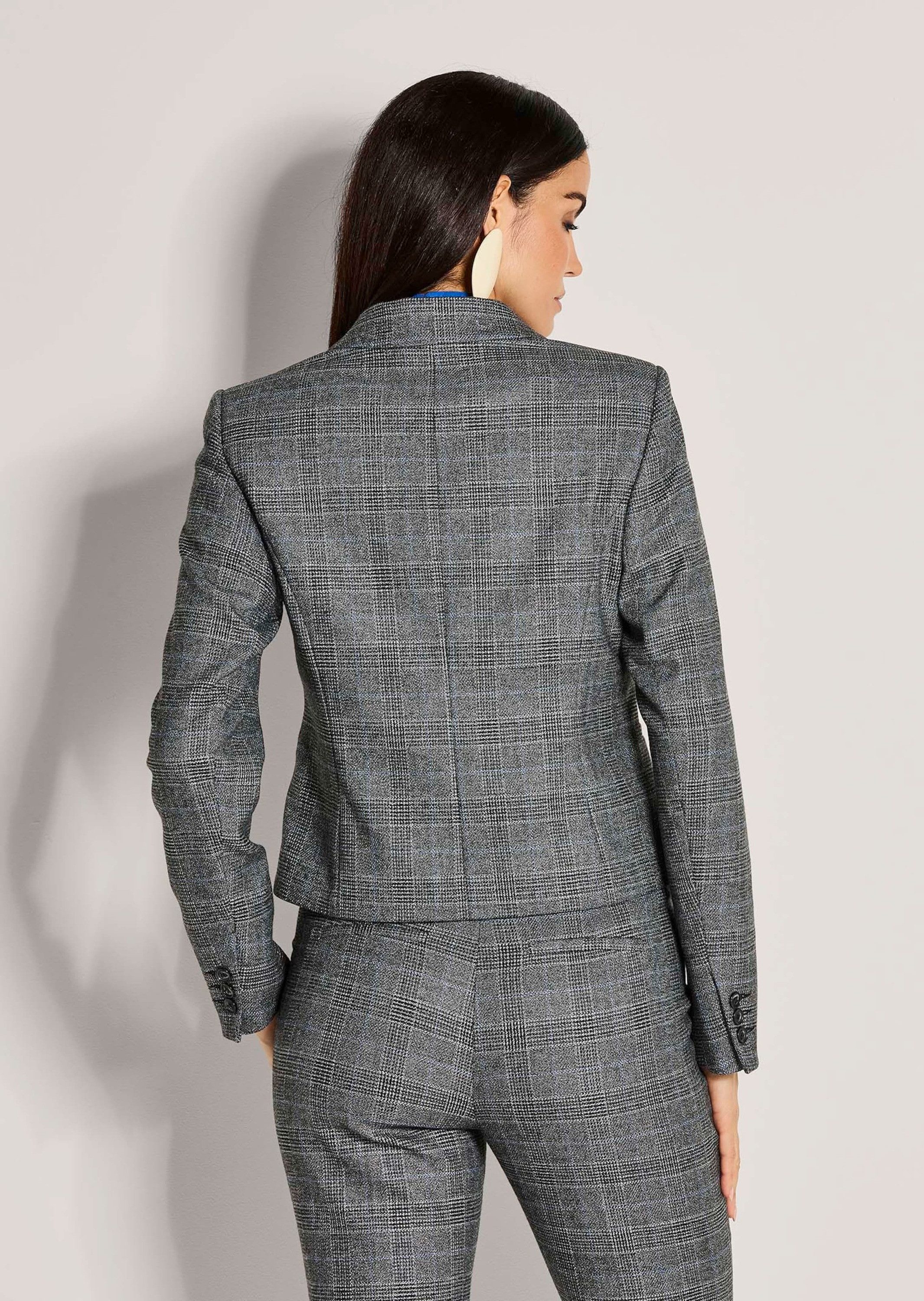 MADELEINE Kurzblazer Glencheckblazer mit Stretchkomfort Gefütterte Businessjacke mit Karo-Muster, Reverskragen – Bild 2 von 5