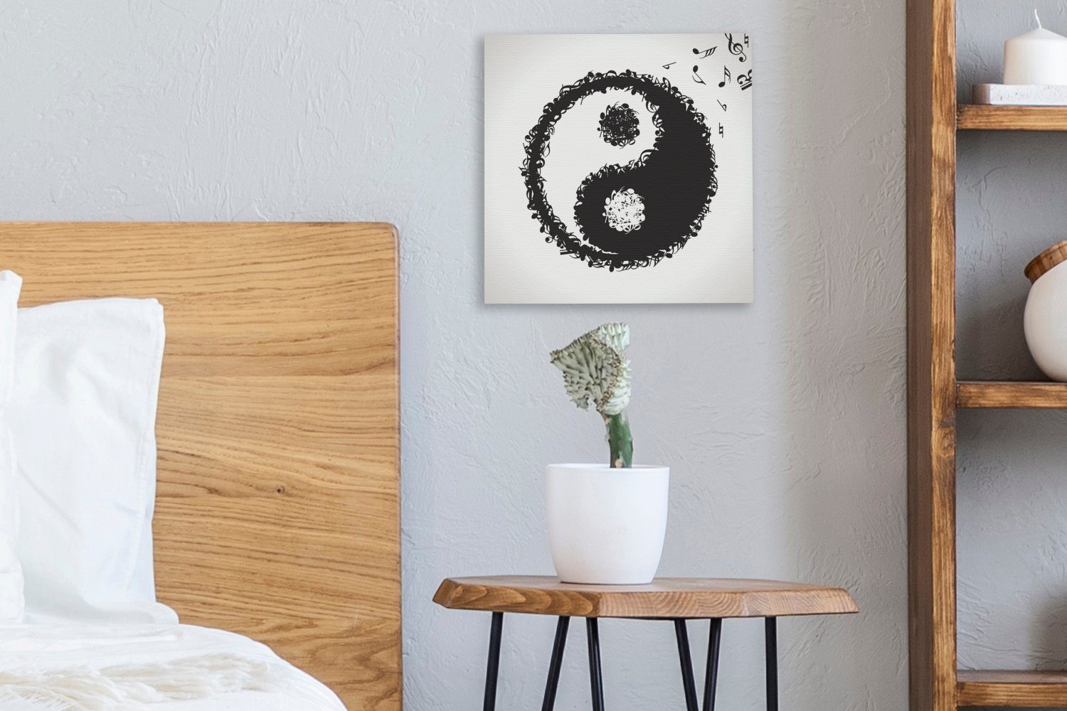 Yin- Yang-Logos, für und eines Leinwandbild St), Eine bestehend Leinwand Wohnzimmer Bilder Musiknoten, Schlafzimmer (1 Illustration OneMillionCanvasses® aus