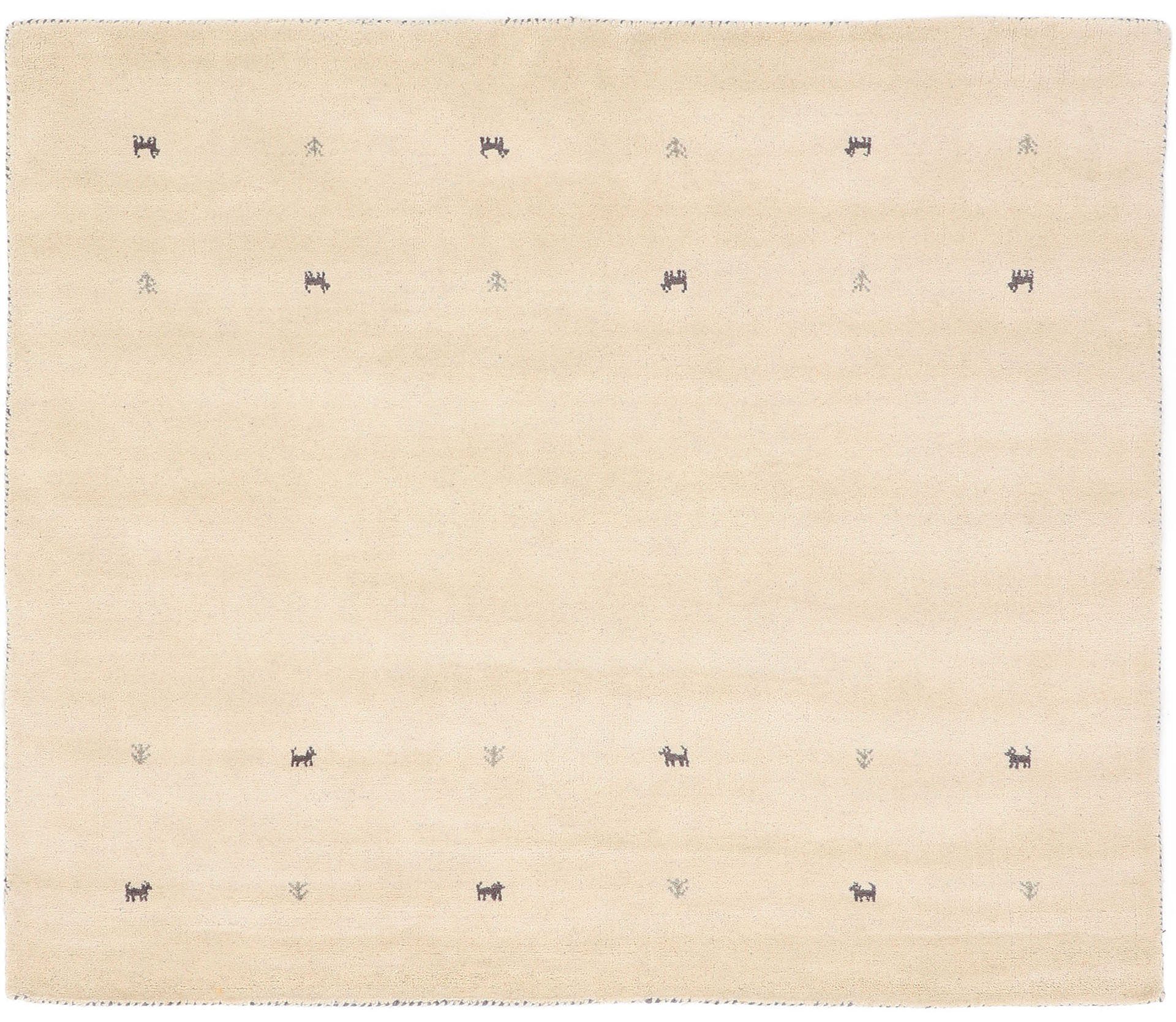 carpetfine Wollteppich Gabbeh Uni, auch als Läufer und Rund erhältlich, quadratisch, Höhe: 15 mm, reine Wolle, handgewebt, Gabbeh Loom Tiermotiv, große Farbauswahl