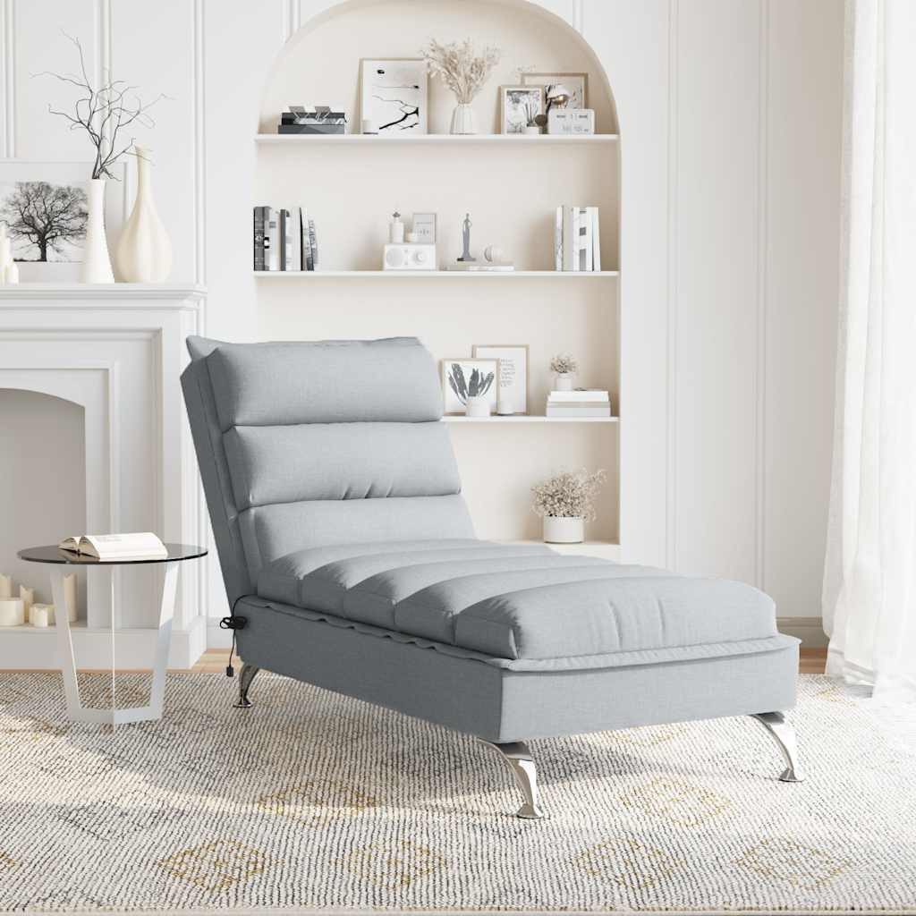 vidaXL Chaiselongue Massage-Chaiselongue mit Kissen Hellgrau günstig online kaufen