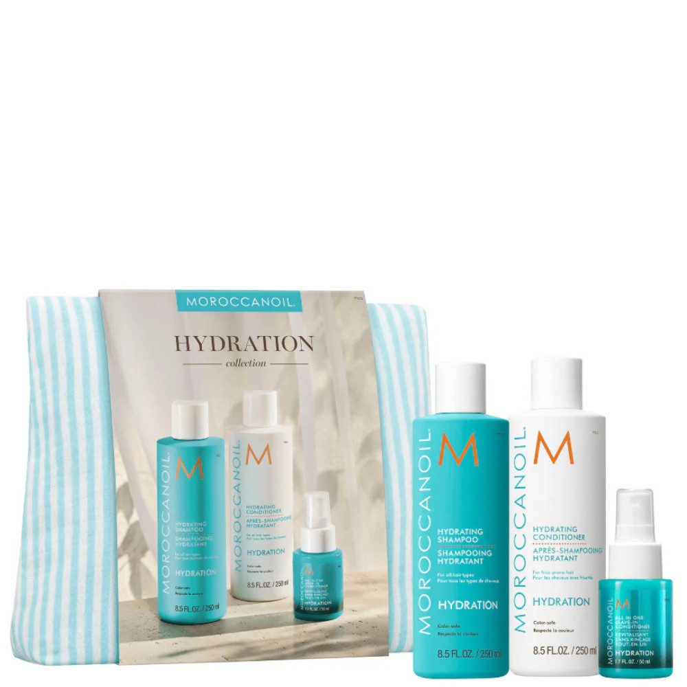 moroccanoil Haarpflege-Set Hydration Geschenkset mit Beautybag, 3-tlg., Intensive Feuchtigkeit und Pflege für trockenes Haar