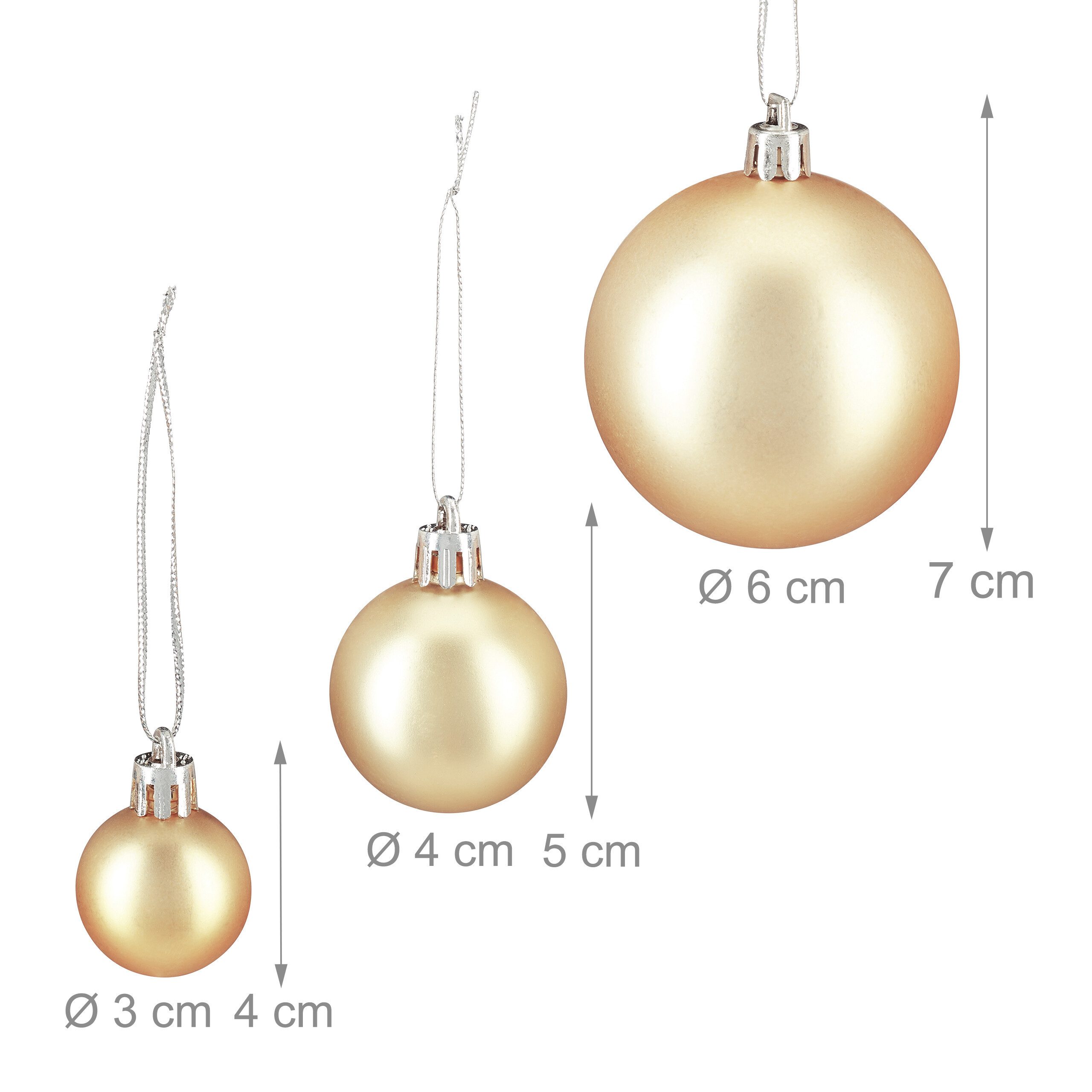 relaxdays Weihnachtsbaumkugel Weihnachtskugeln 100er Set (100 St), Champagner – Bild 4 von 5