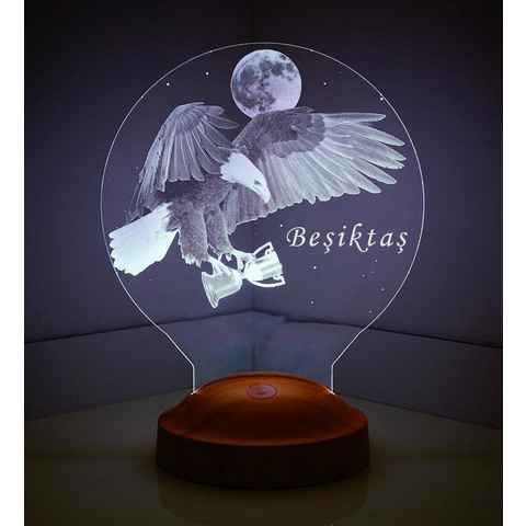 Geschenkelampe LED Nachttischlampe Besiktas Fanartikel 3D Gravur Illusion Nachtlicht Geschenk für BJKFans, Leuchte 7 Farben fest integriert, Fußball Fans, Geschenk für Jungen