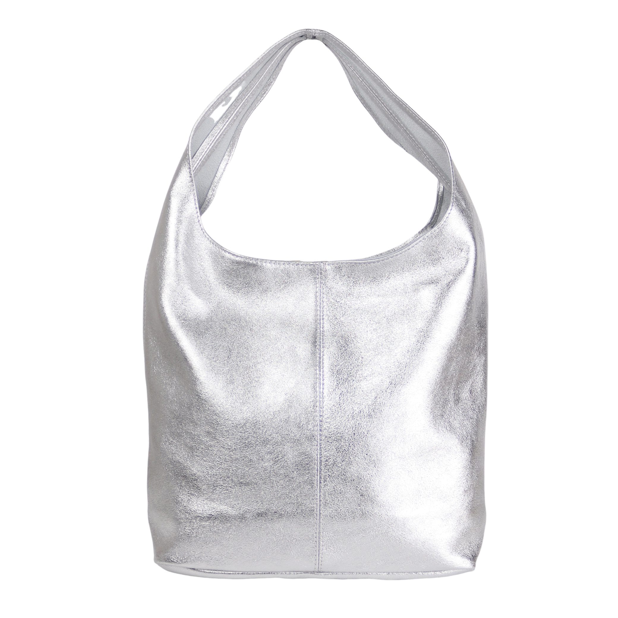 MIRROSI Beuteltasche Damen aus Echtleder, Made in Italy, Shopper Tasche (ca.33x32x16cm)