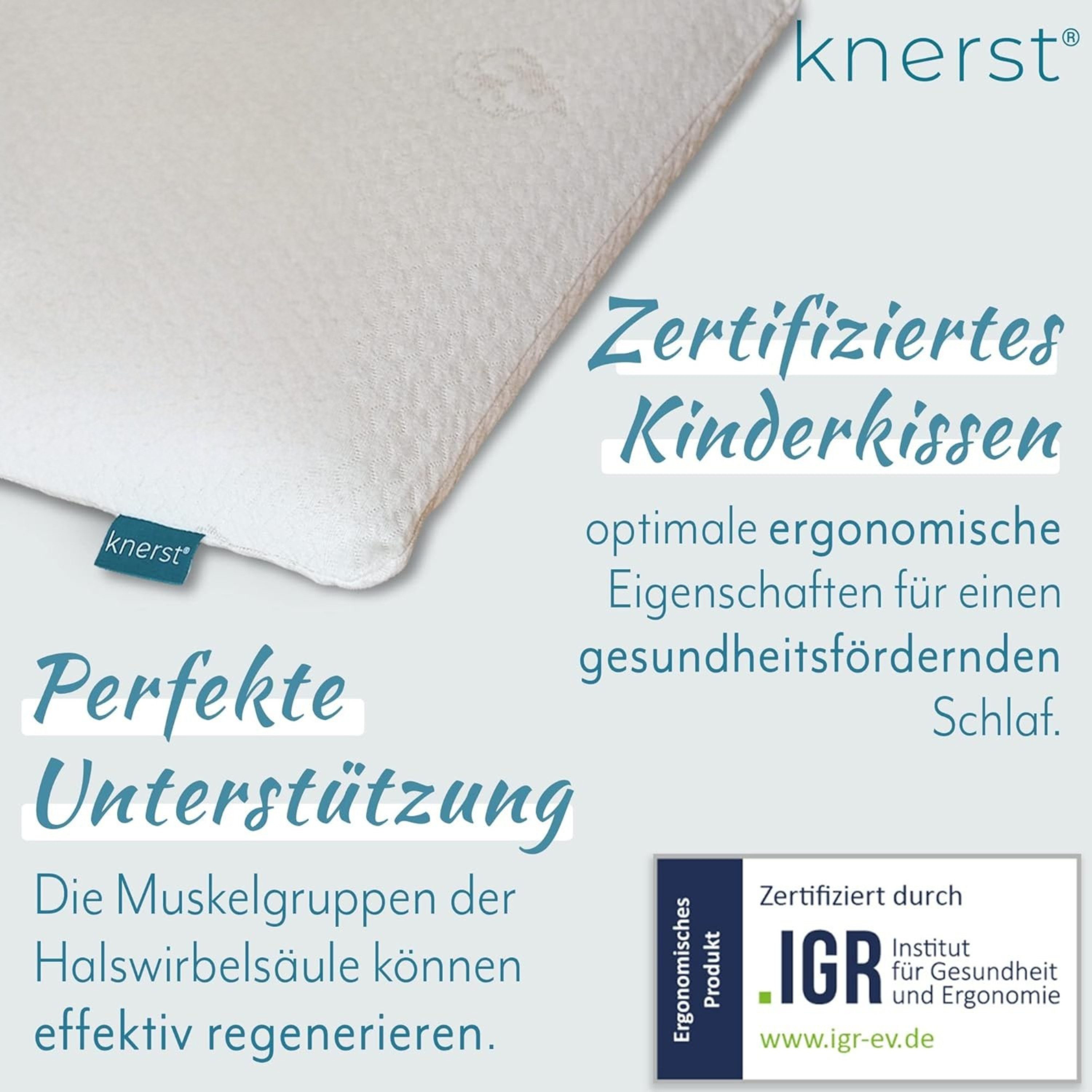 KNERST Kopfkissen Kinderkissen Memory Schaum 2-5 Jahre u. 6-10 Jahre, Füllung: CosyPUR Memory Gedächtnisschaum, Seitenschläfer, Bauchschläfer, Rückenschläfer, perfekte Balance zwischen Unterstützung und Gemütlichkeit