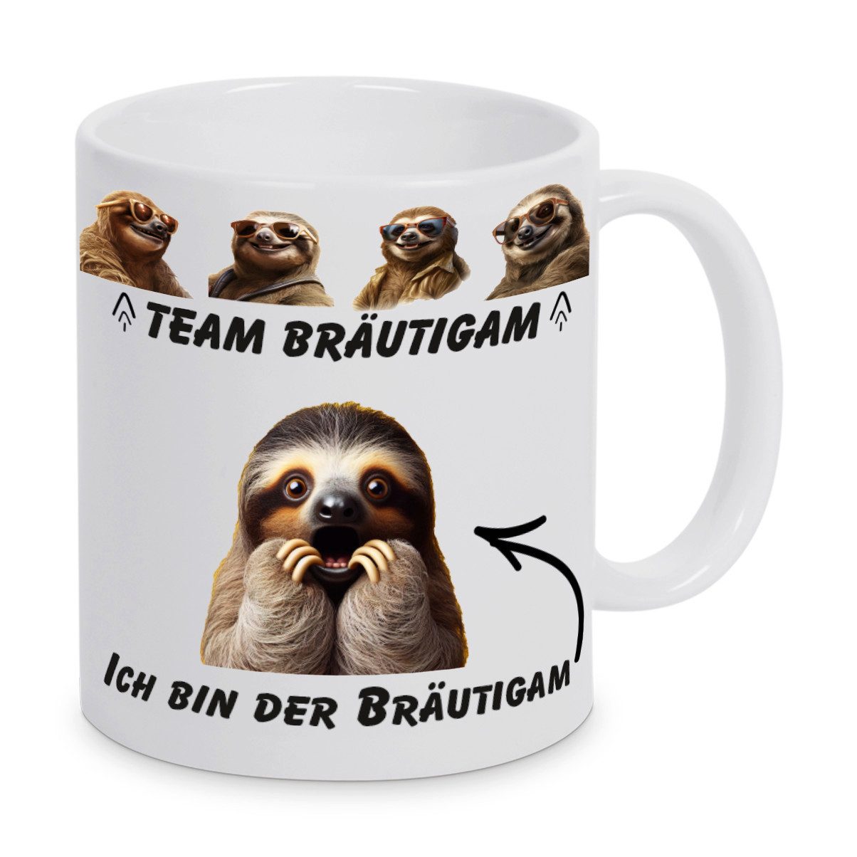 PlottPrint Tasse Ich bin der Bräutigam – Faultiermotiv 330 ml, 1-tlg., Keramik