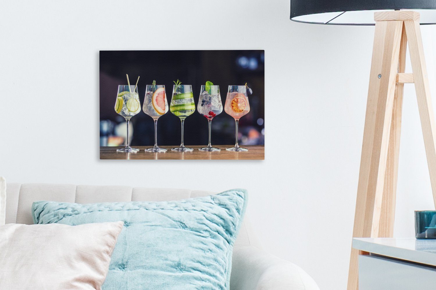 OneMillionCanvasses® Leinwandbild Cocktail - Weinglas - Restaurant - Sommer, Fotodruck (1 St), Leinwand Bilder Klein, Wand Dekoration Aesthetic 30x20 cm