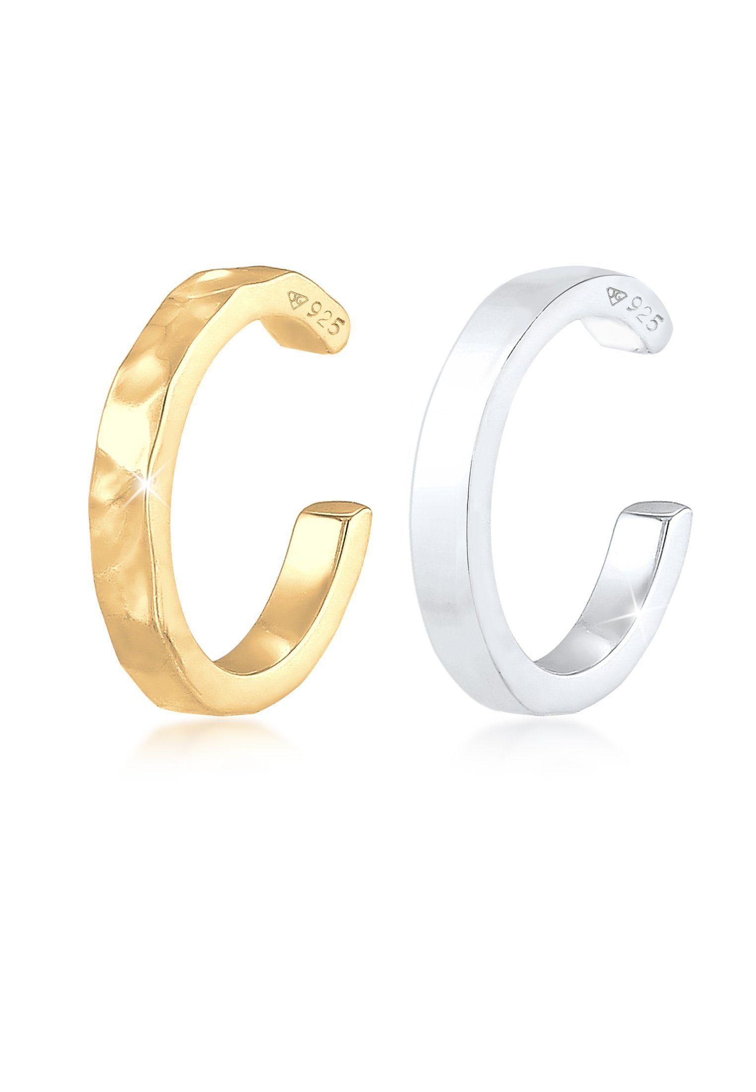 Elli Paar Ohrhaken Earcuff Set Organic Look 925 Silber