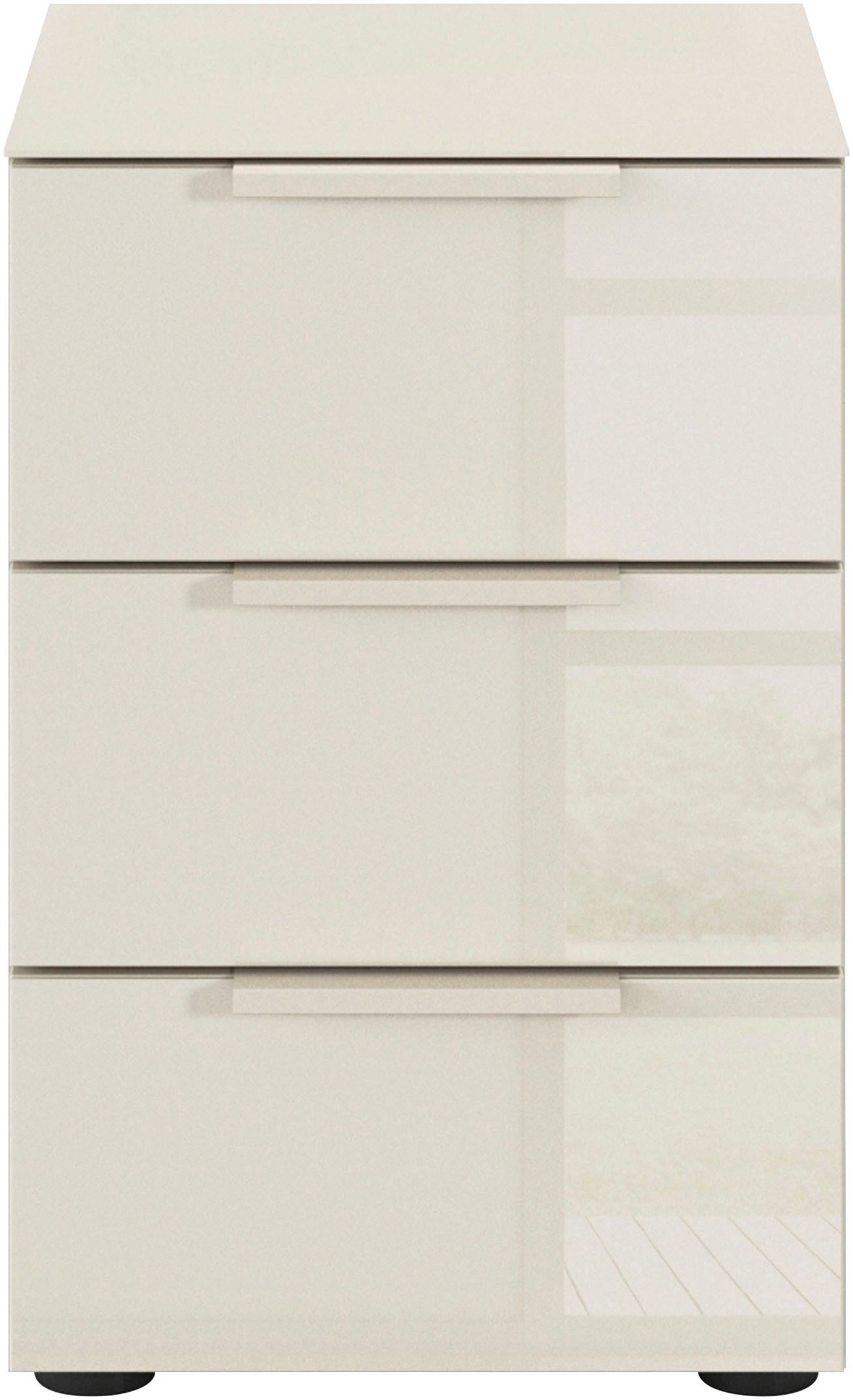 rauch Nachtkommode Nachttisch Nachtschrank Nachtkonsole FLIPP mit Glasfront (Breite 40 cm), mit 3 Schubladen und Soft-Close-Funktion, Oberboden und Front Glas – Bild 4 von 5