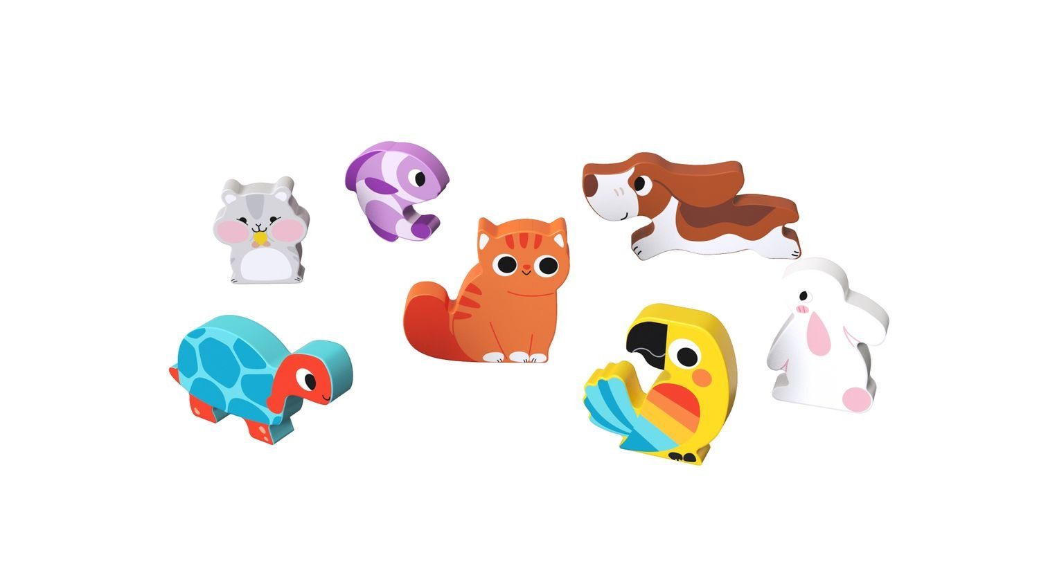 Tooky Toy Steckpuzzle 3D Kinder hellbraun ab 12 8-teiliges Holz-Puzzle Tiere, Steckpuzzle, 8 Puzzleteile, Monaten