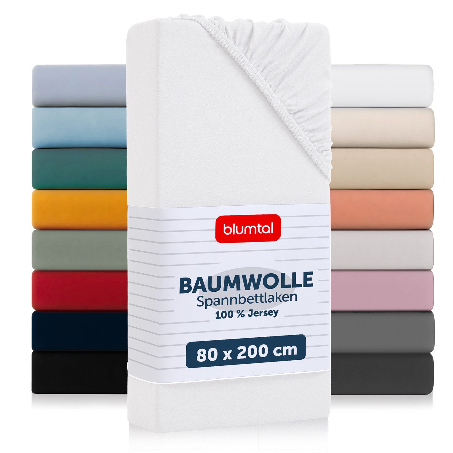Blumtal Spannbettlaken Blumtal Basics 100% Baumwolle - Jersey, Baumwolle, Gummizug: Rundum, (1 Stück), Jersey Bettlaken - atmungsaktiv, strapazierfähig und faltenfrei