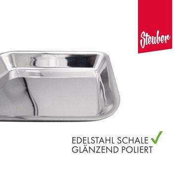 Steuber Grillschale Premium Line, Edelstahl, (Set, 2-St), Edelstahl Grillpfännchen mit 4 Holzschaber, Grill Raclette