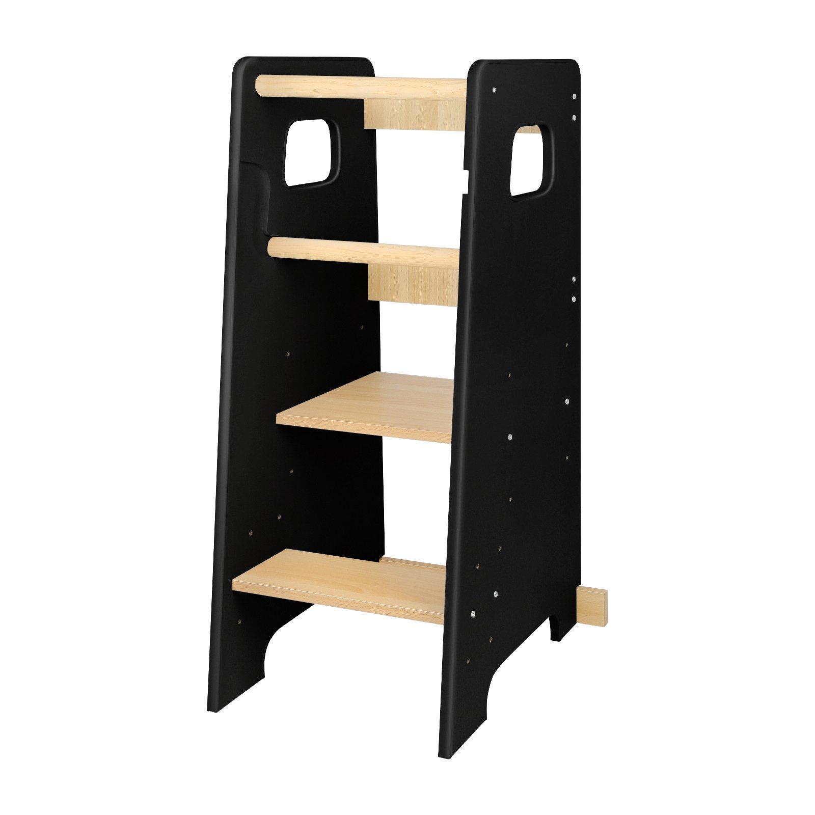JEOBEST Stehhilfe Kinder Learning Tower-Lernturm, Learning Tower Tritthocker, 3-fach Höhenverstellbar, Stabil Robust, Doppelter Sicherheitsbarriere
