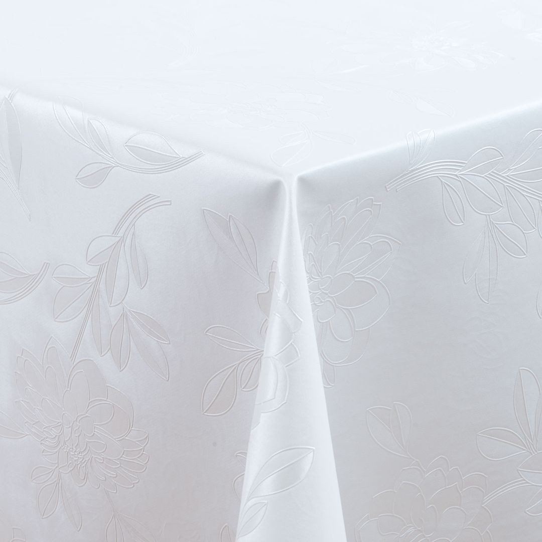 laro Tischdecke Wachstuch-Tischdecken Abwaschbar Dhalia Weiss rechteckig – Bild 3 von 4