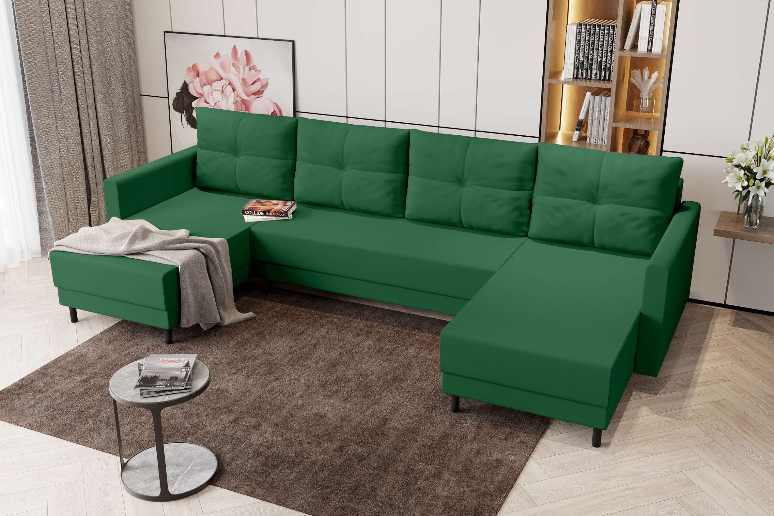 Wohnlandschaft Sitzkomfort, Bettfunktion, Stylefy U-Form, Bettkasten, mit Eckcouch, Selena, Sofa, Modern mit Design