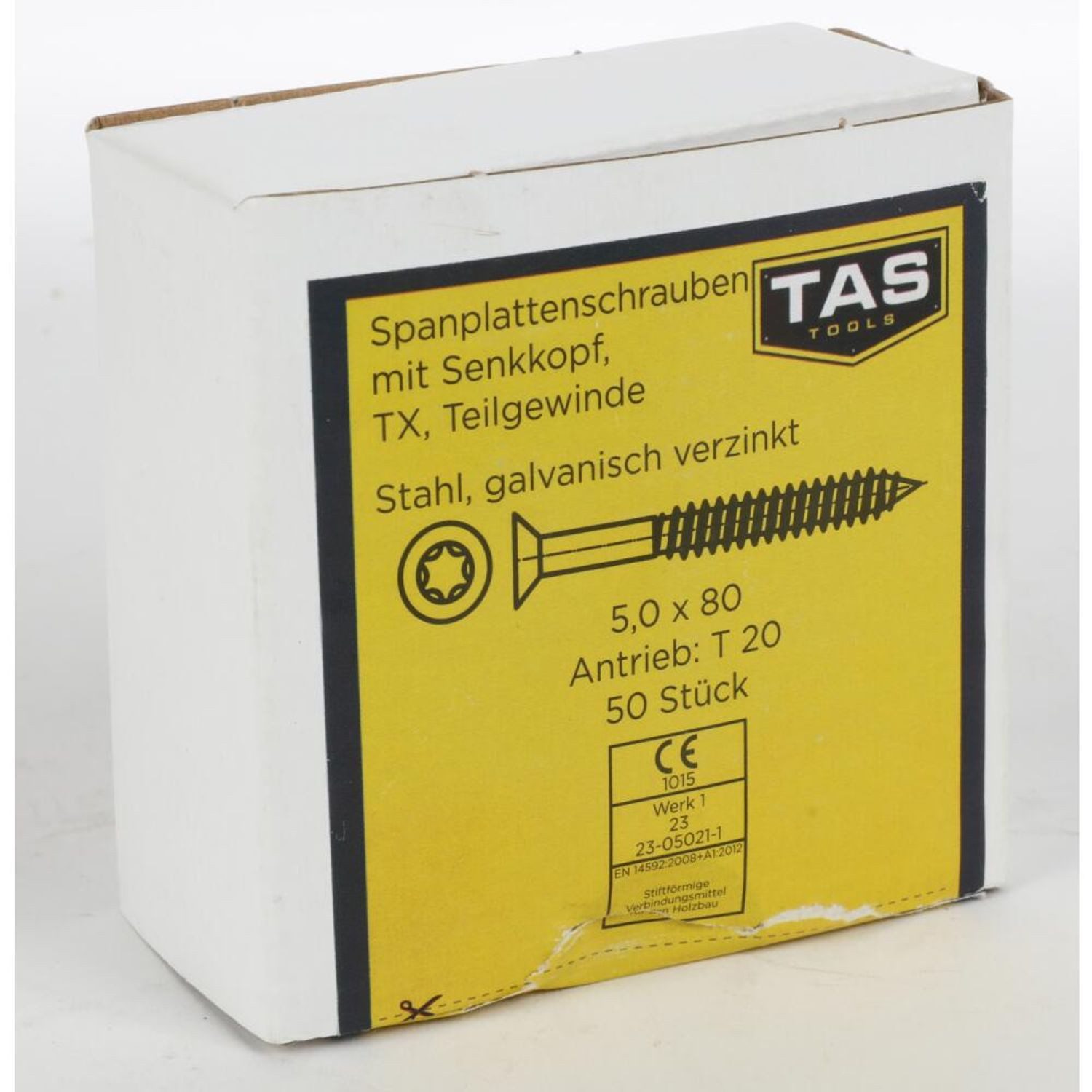 Schraube 12x TAS Spanplattenschrauben 50 Stück 5x80mm TX Teilgewinde Senkkopf