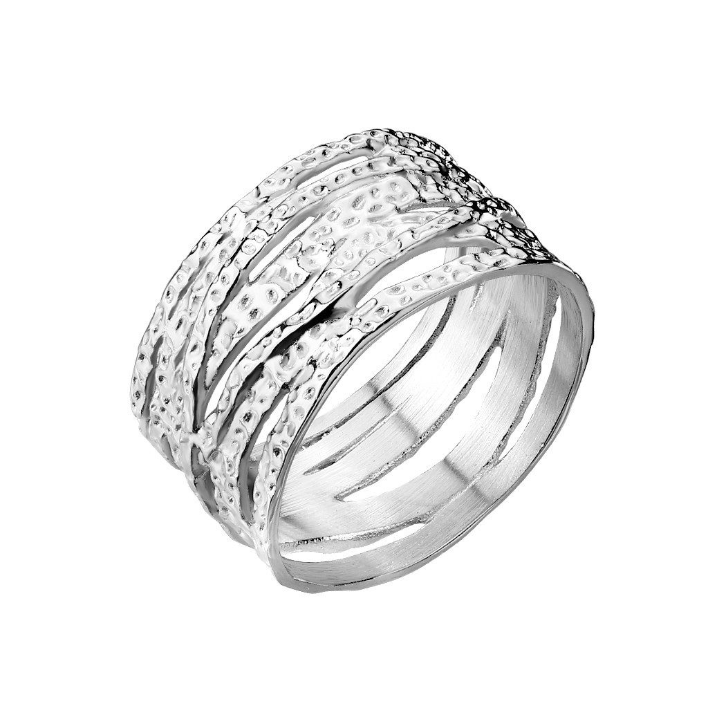 BUNGSA Fingerring 57 (18.1) Ring gekreuzt und gehämmert silber aus Edelstahl Damen (Ring, 1-tlg), Damen