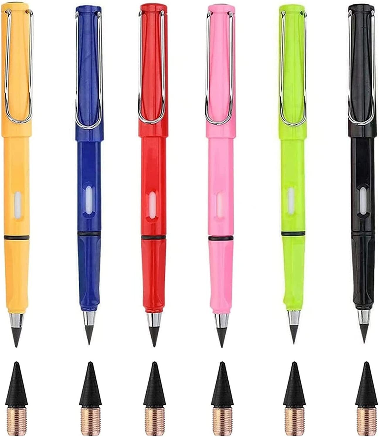 XDeer Bleistift Der neue gefragte Bleistift,Ewiger Bleistift,Tintenlose Bleistifte,Unendlicher Bleistift,Tragbarer Immerwährender Bleistift,Wiederverwendbar Tintenschreiber Aus Metall,wunderbarer bleistift für Schüler/Künstler zum Zeichnen Schreiben, (6-tlg), Dieser Bleistift kann ohne Anspitzen oder Tinte schreiben. wenn die Spitze am Papier reibt,die Legierungsmetallmoleküle sich zersetzen und auf der Papieroberfläche bleiben Farbe C