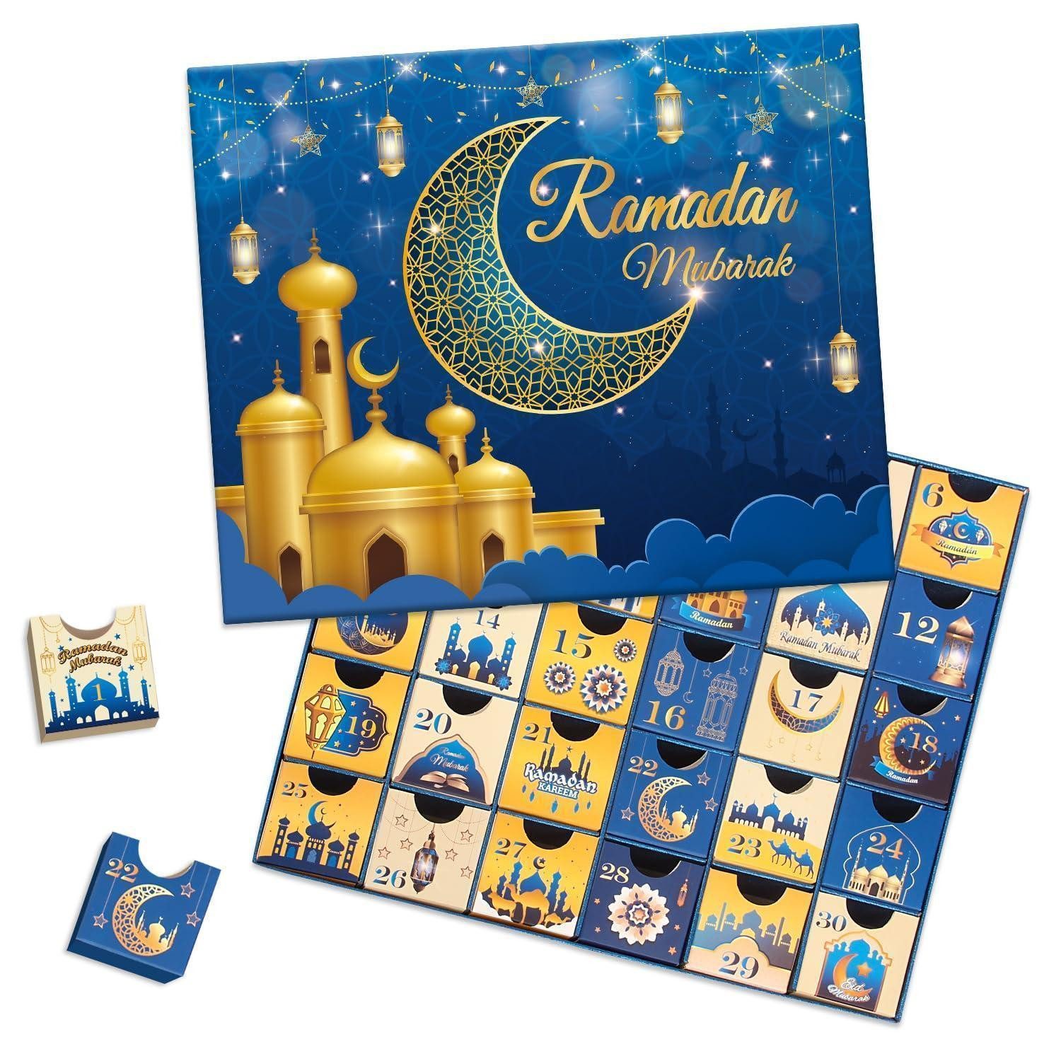 LuxusKollektion befüllbarer Adventskalender Ramadan Adventskalender 30 Boxen Blau