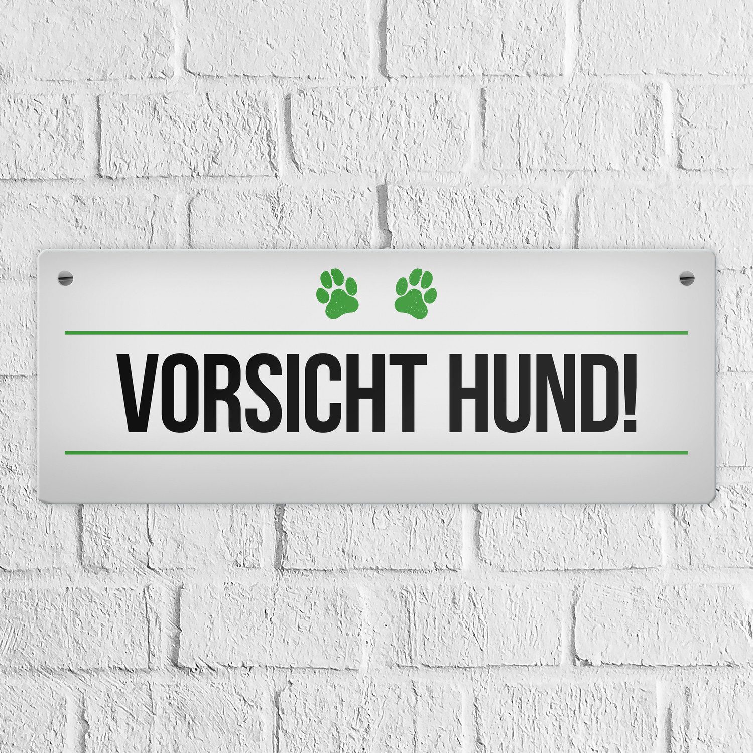 speecheese Metallschild Vorsicht Hund! Metallschild mit Pfoten Motiv in grü günstig online kaufen