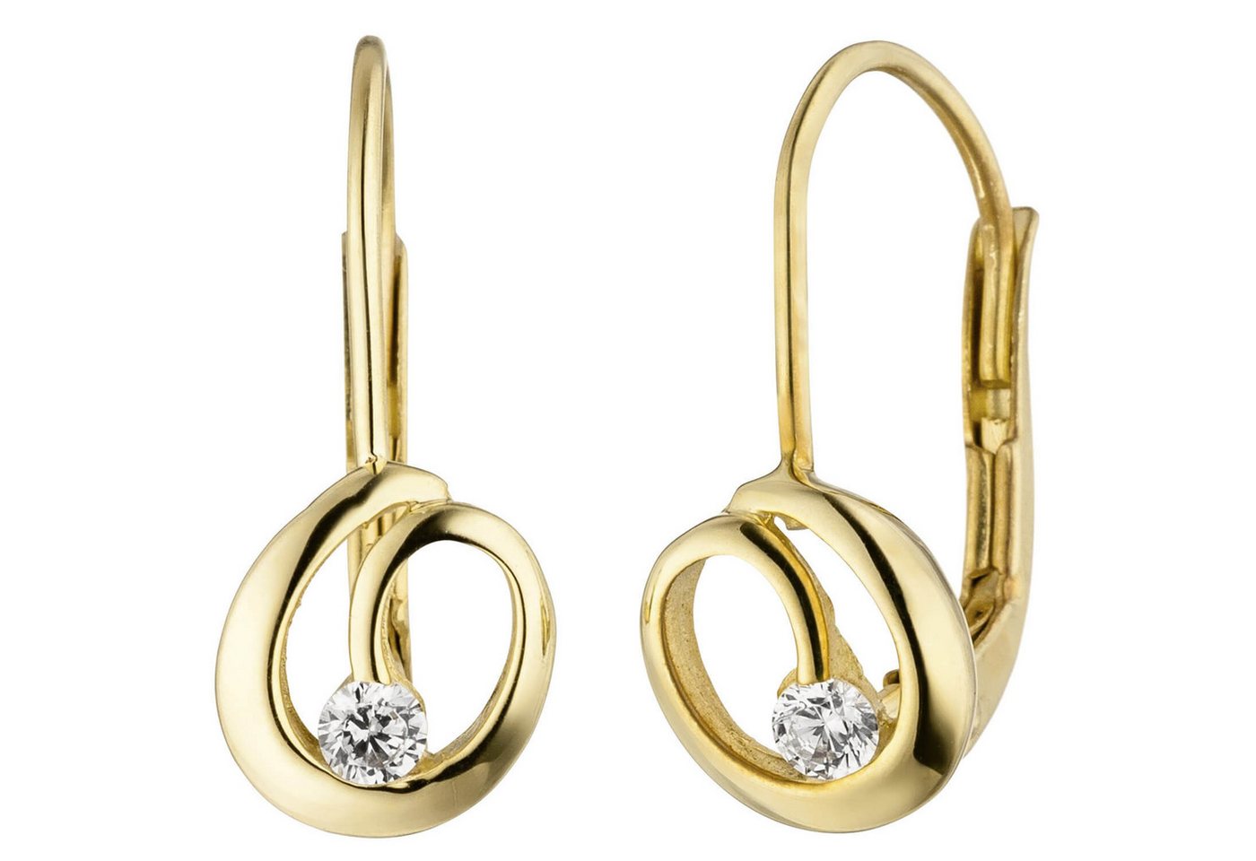Schmuck Krone Paar Ohrhänger Ohrhänger 12,8x6,7mm 2 Zirkonia, 333 Gelbgold, Gold 333
