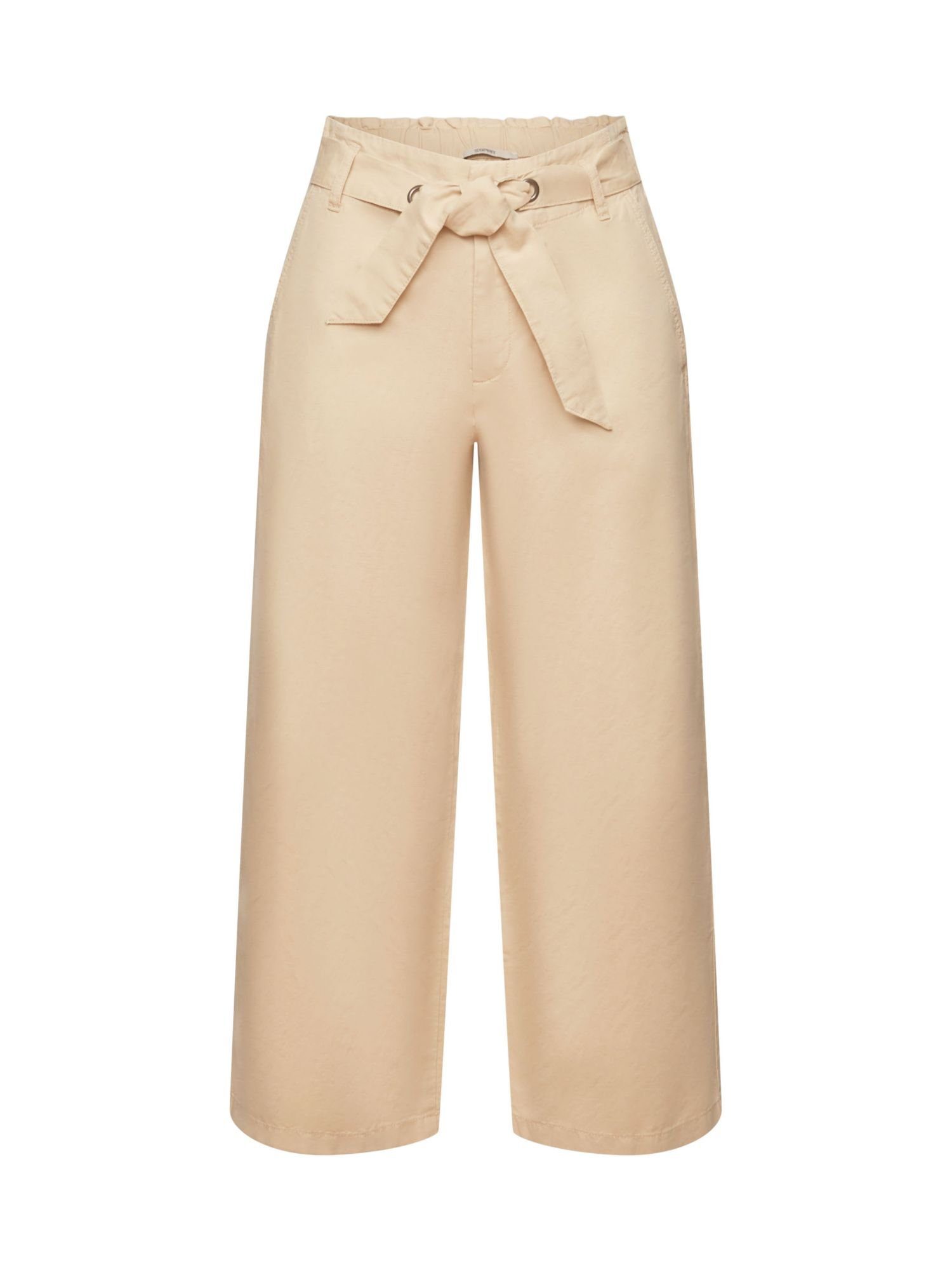 Esprit Culotte Leinen-Baumwolle-Culotte Bindegürtel SAND mit