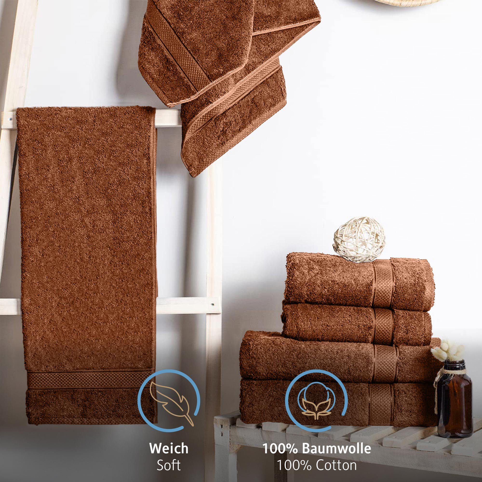 Komfortec Handtuch Set aus 100% Baumwolle, 4 Handtücher 50x100 cm und 4 Badetücher 70x140 cm, Frottee (Packung, 8-St), Duschtücher & Badehandtuch, Weich, Towel, – Bild 2 von 5
