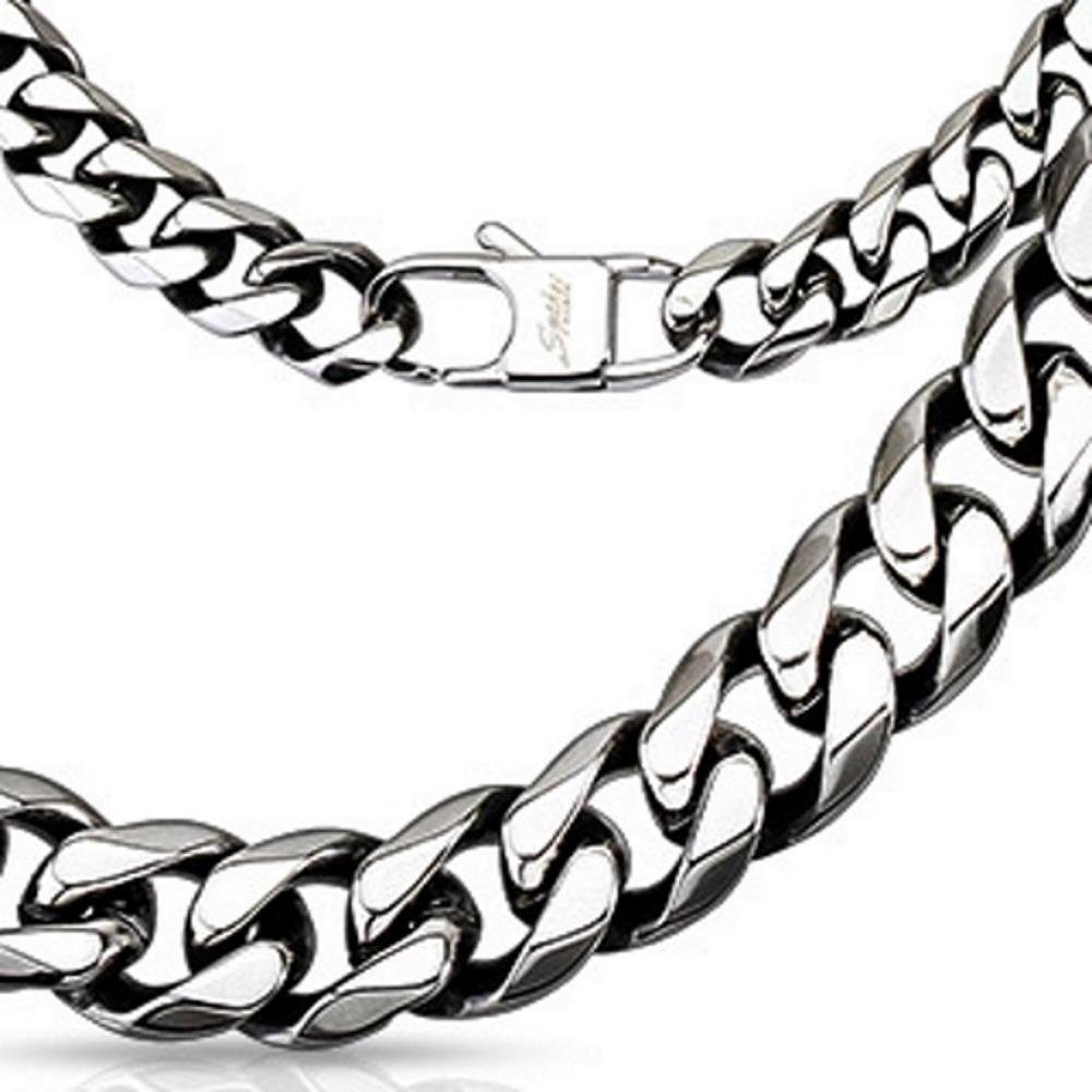 BUNGSA Königskette Königskette massiv 10mm breit Silber aus Edelstahl Herren (1-tlg), Halskette Necklace