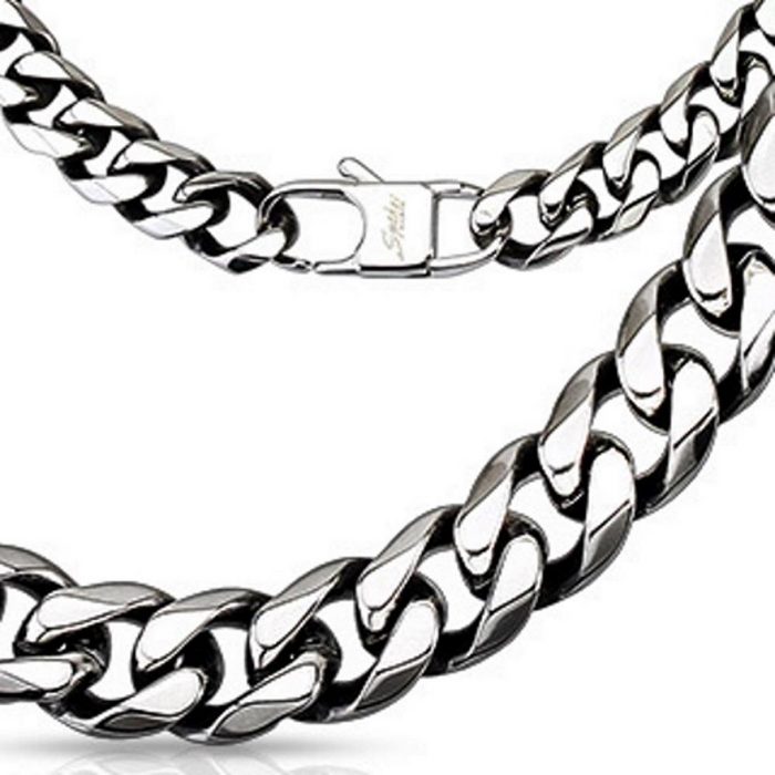 BUNGSA Königskette Königskette massiv 10mm breit Silber aus Edelstahl Herren (1-tlg) Halskette Necklace