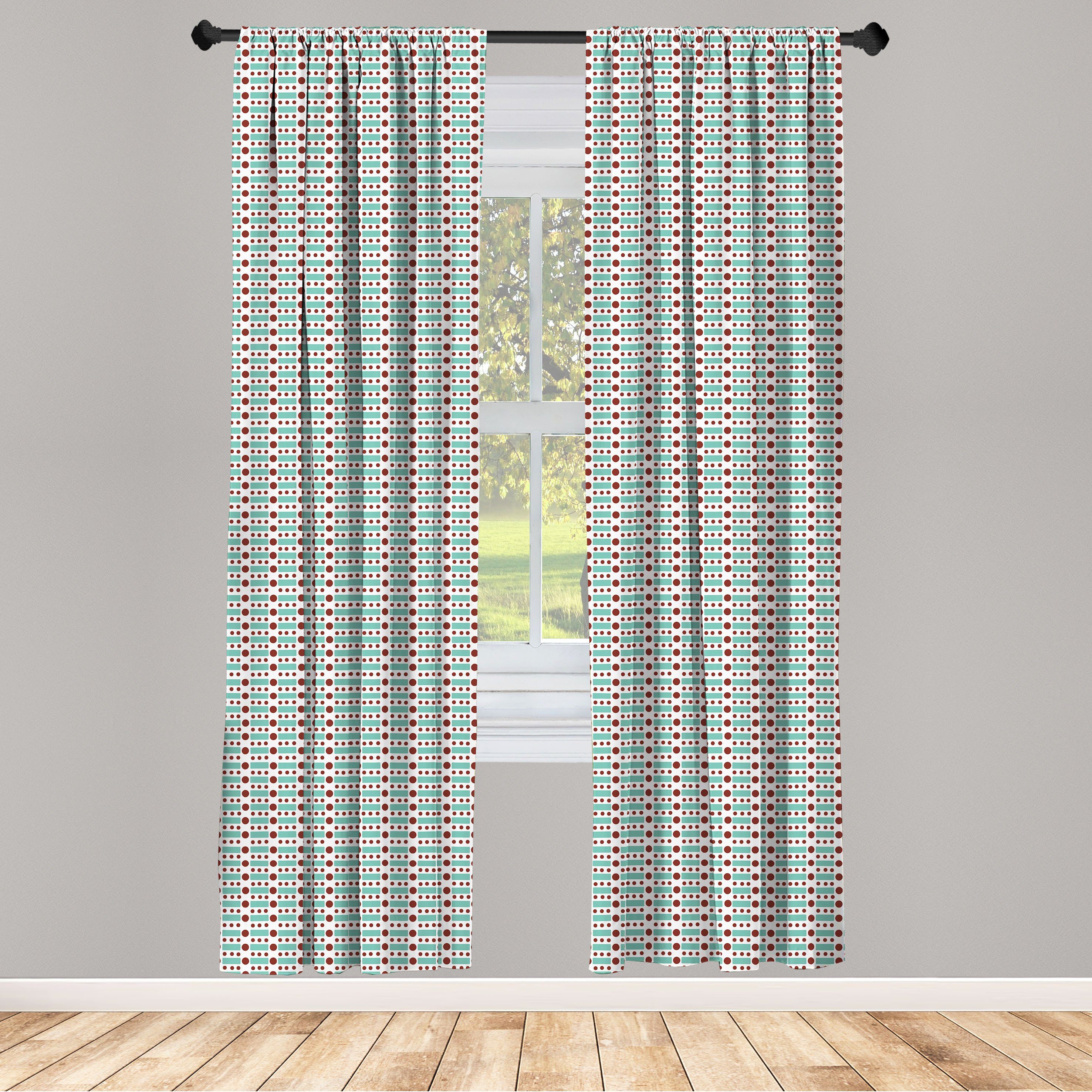 Gardine Vorhang für Wohnzimmer Schlafzimmer Rectangles Abakuhaus, Tupfen Dekor, Geometrisch Microfaser