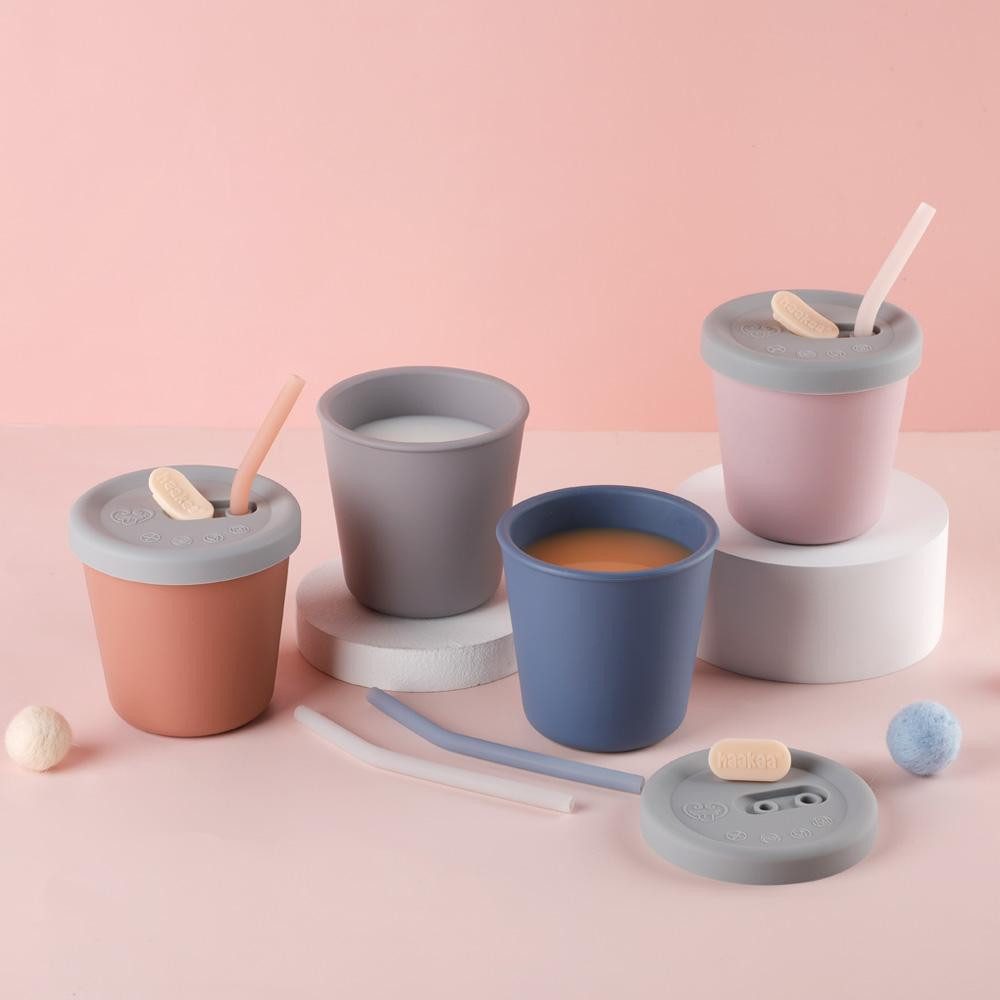 Haakaa Tasse Kinder Trinkbecher mit Röhrchen, Kindertasse, Trinkbehälter, Geeignet für Kinder mit 6 Monaten und älter.