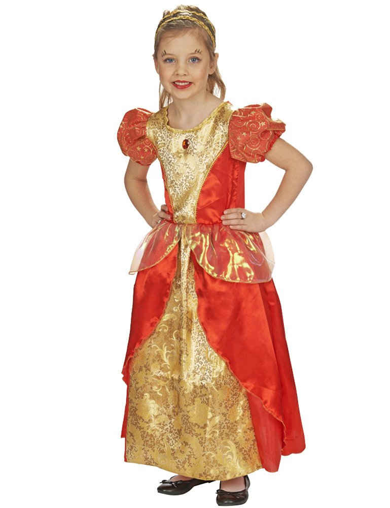 andrea-moden Prinzessin-Kostüm Königin Prinzessin Kostüm für Mädchen - Rot Gold, Märchen Kinderkostüm