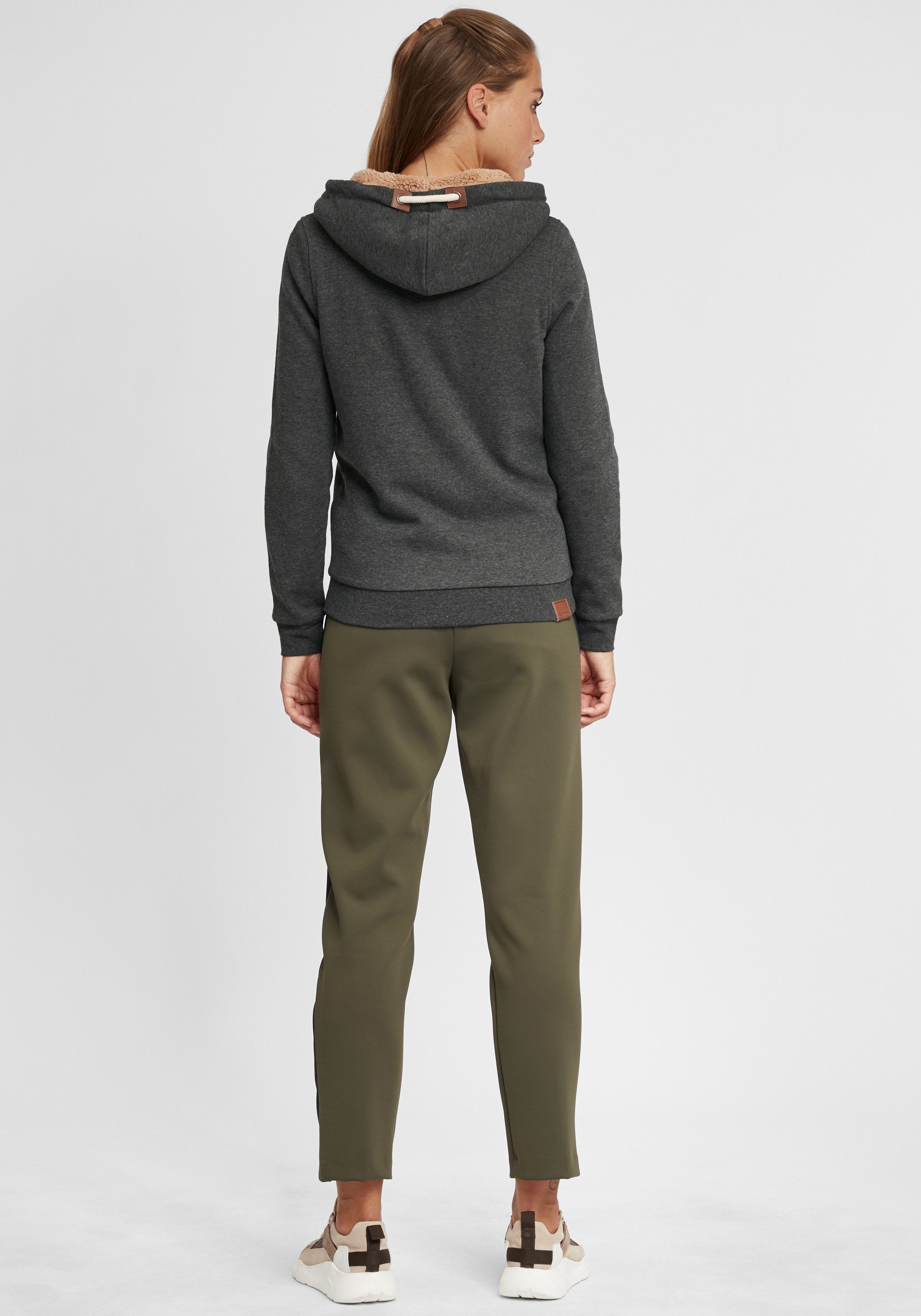OXMO Kapuzensweatjacke OXVicky Sweatshirtjacke mit Teddyfutter