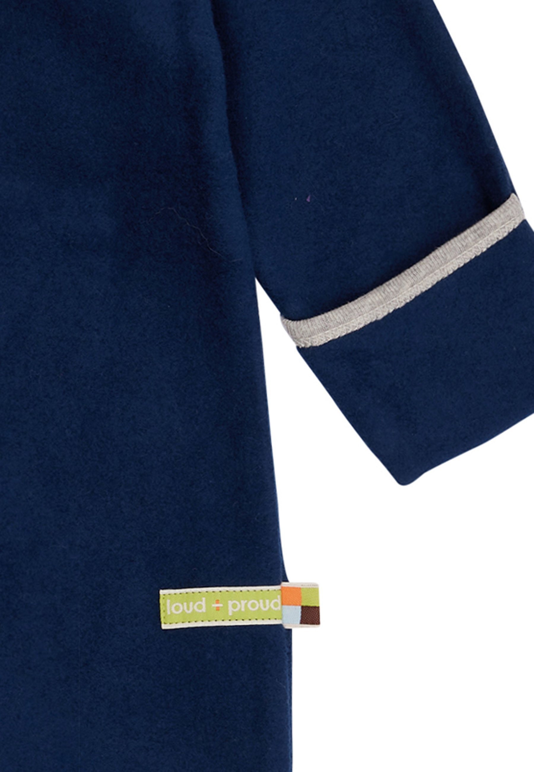 loud + proud Strampler Fleece Bio-Baumwolle GOTS zertifizierte Ultramarine