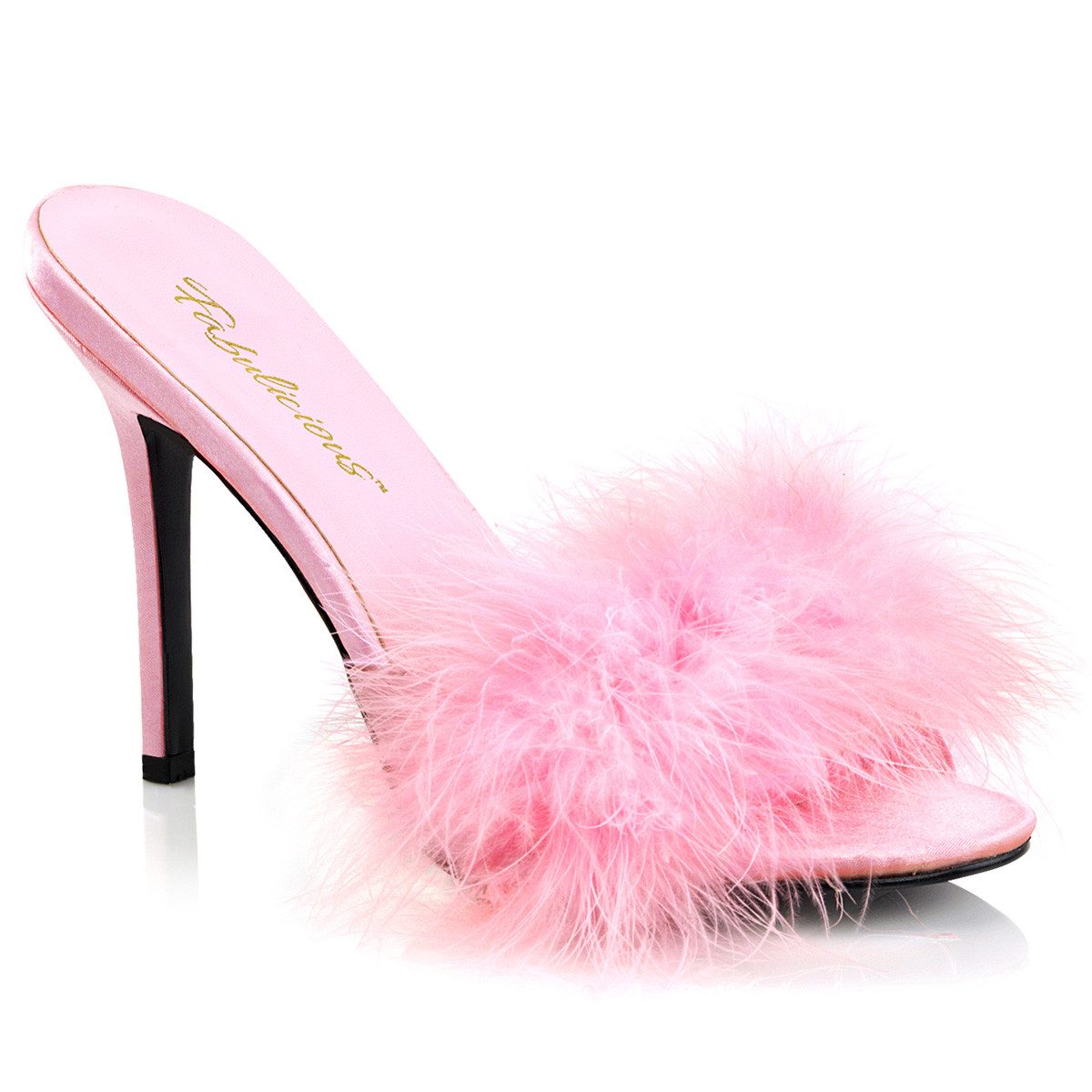Sale CLASSIQUE-01F Fabulicious High-Heels Pantoletten babypink Federpu High-Heel-Stiefel