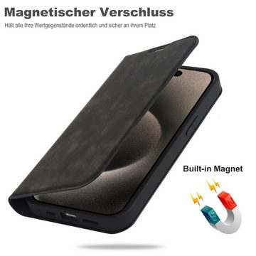 Numerva Handytasche Magsafe Handytasche für Apple iPhone 14 Pro, Schutzhüllle Klapphülle mit Magsafering Kartenfächer und Standfunktion