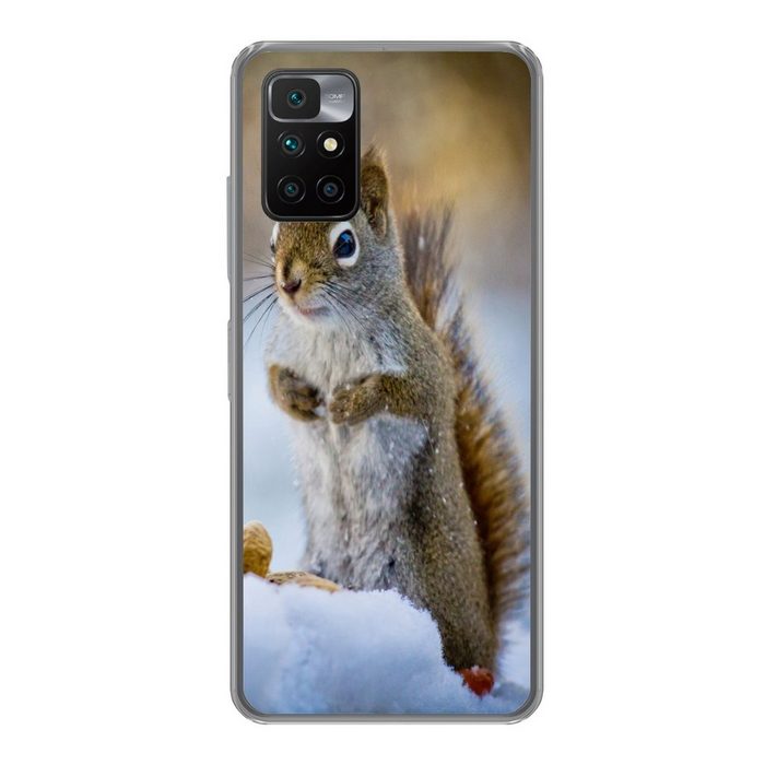 MuchoWow Handyhülle Eichhörnchen - Nüsse - Schnee - Winter - Nagetiere - Jahreszeiten Phone Case Handyhülle Xiaomi Redmi 10 Silikon Schutzhülle