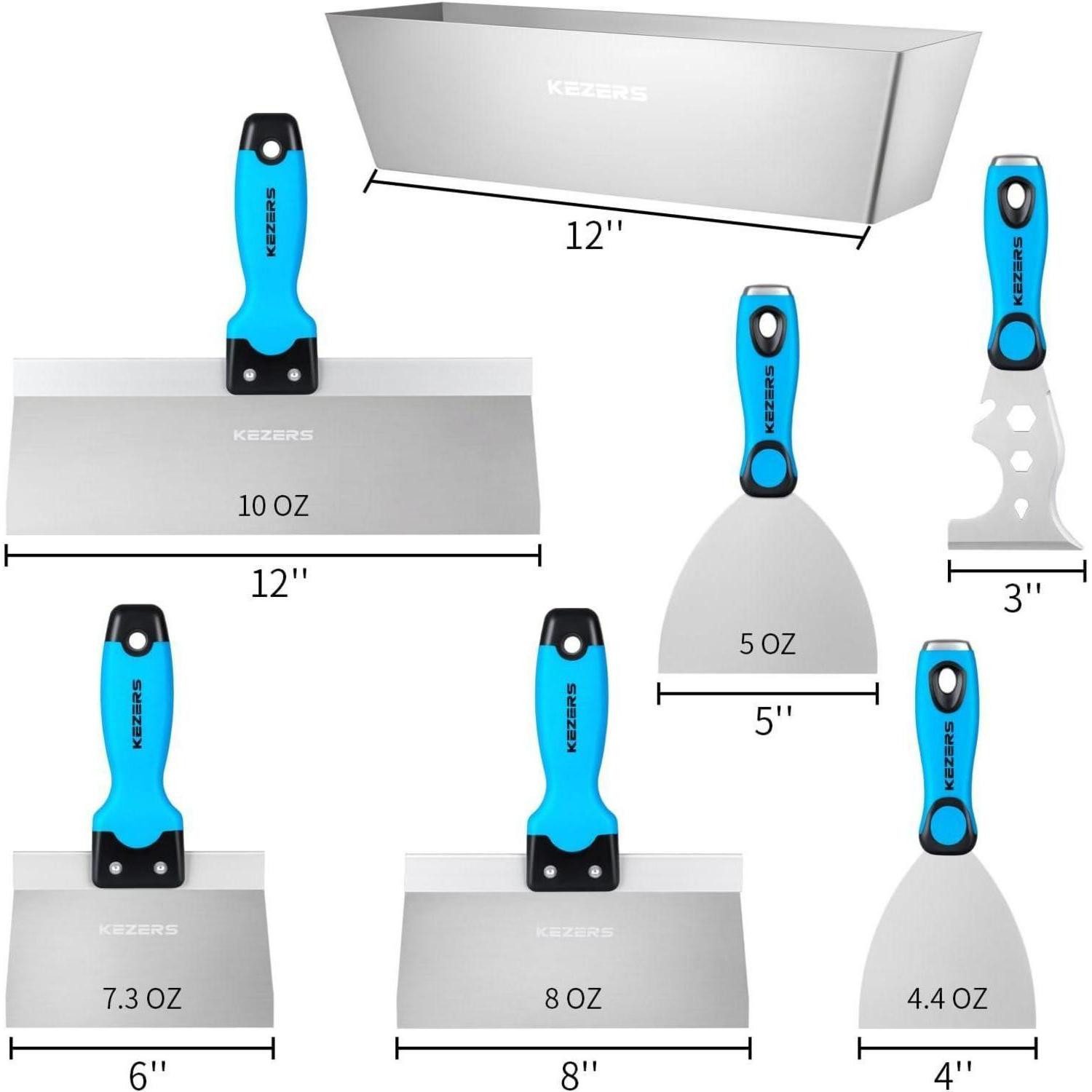 LuxusKollektion Malerspachtel Spachtel Set 7-teilig Edelstahl mit Silikongriff