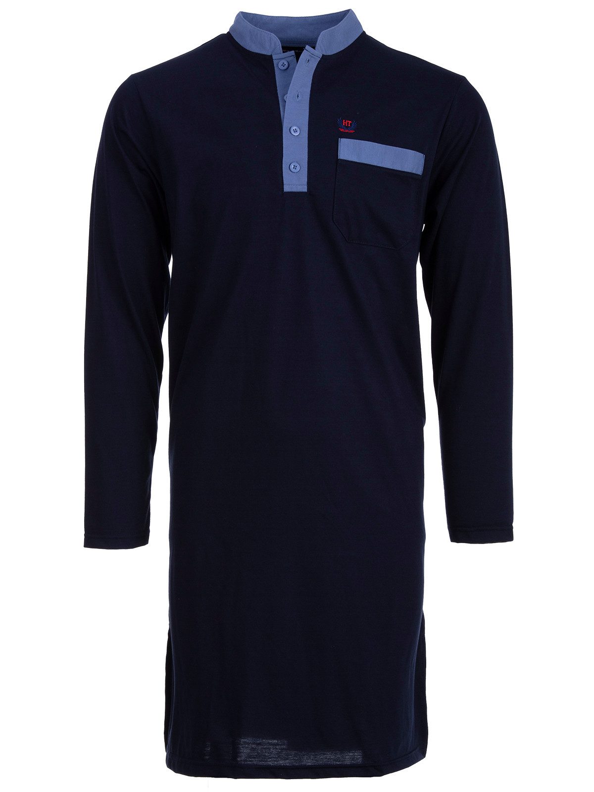 Henry Terre Nachthemd Nachthemd Langarm - Stehkragen Unifarben günstig online kaufen