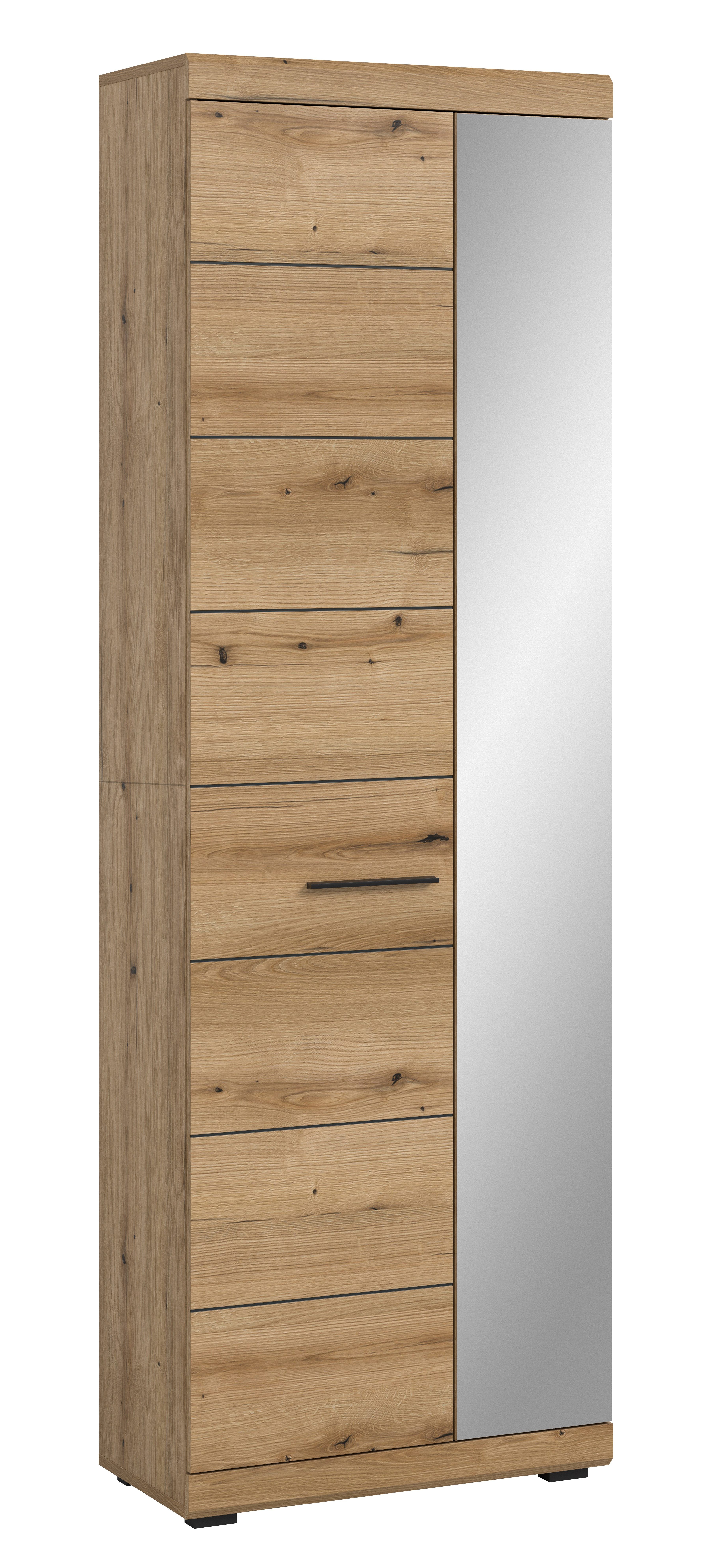 furnling Garderobenschrank Scott 1 Glastür, 1 Tür, 6 Fächer, mit Kleiderstange, Höhe 197 cm