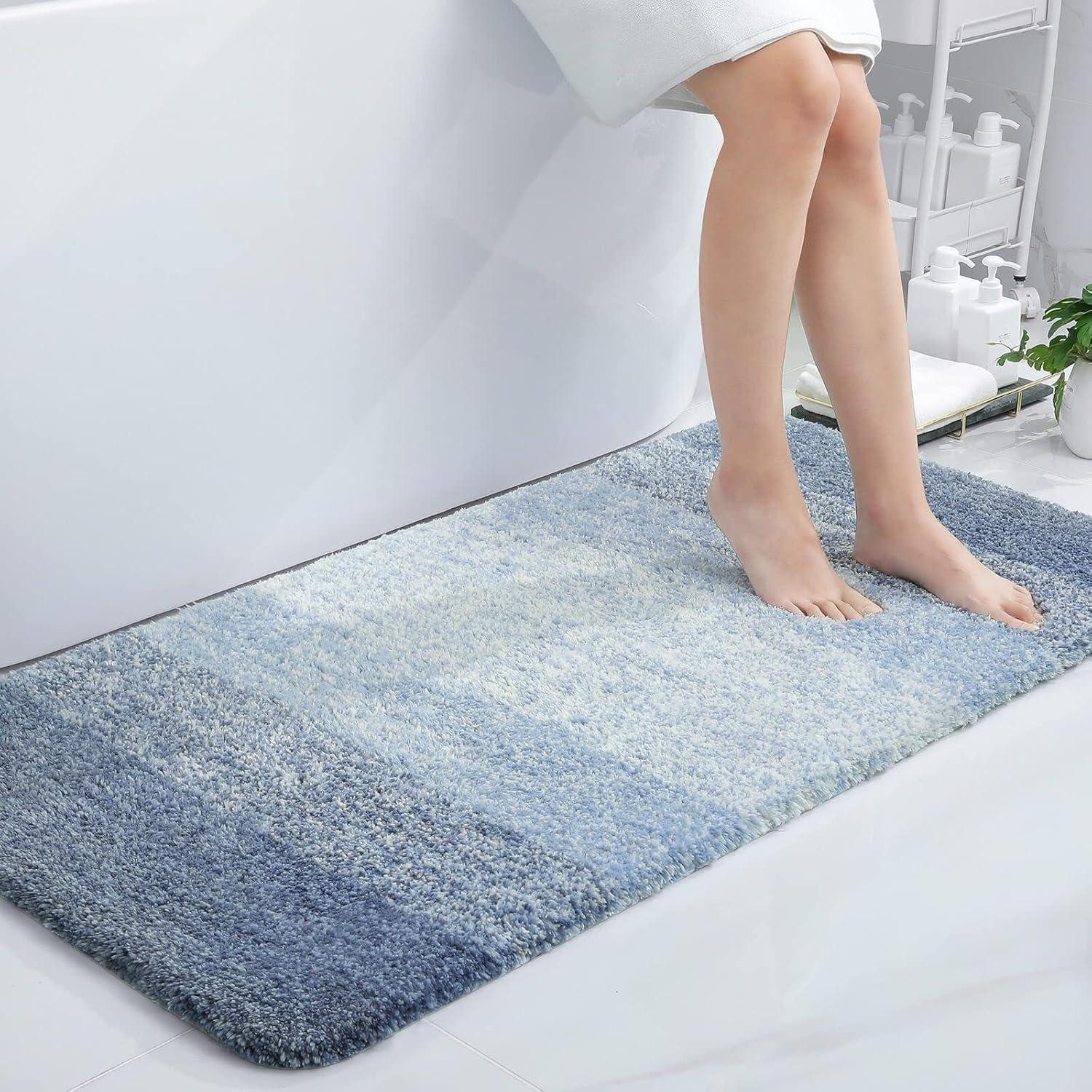 Homaxy Badematte Weich Badezimmerteppich rutschfest waschbar Flauschige Hochflor