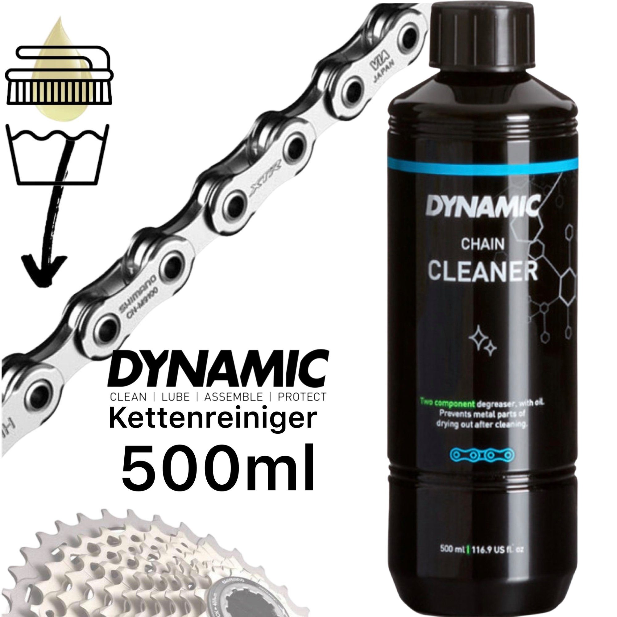 dynamic Fahrrad-Montageständer Dynamic Chain Cleaner Fahrrad MTB Ebike Kettenreiniger Flasche 500ml