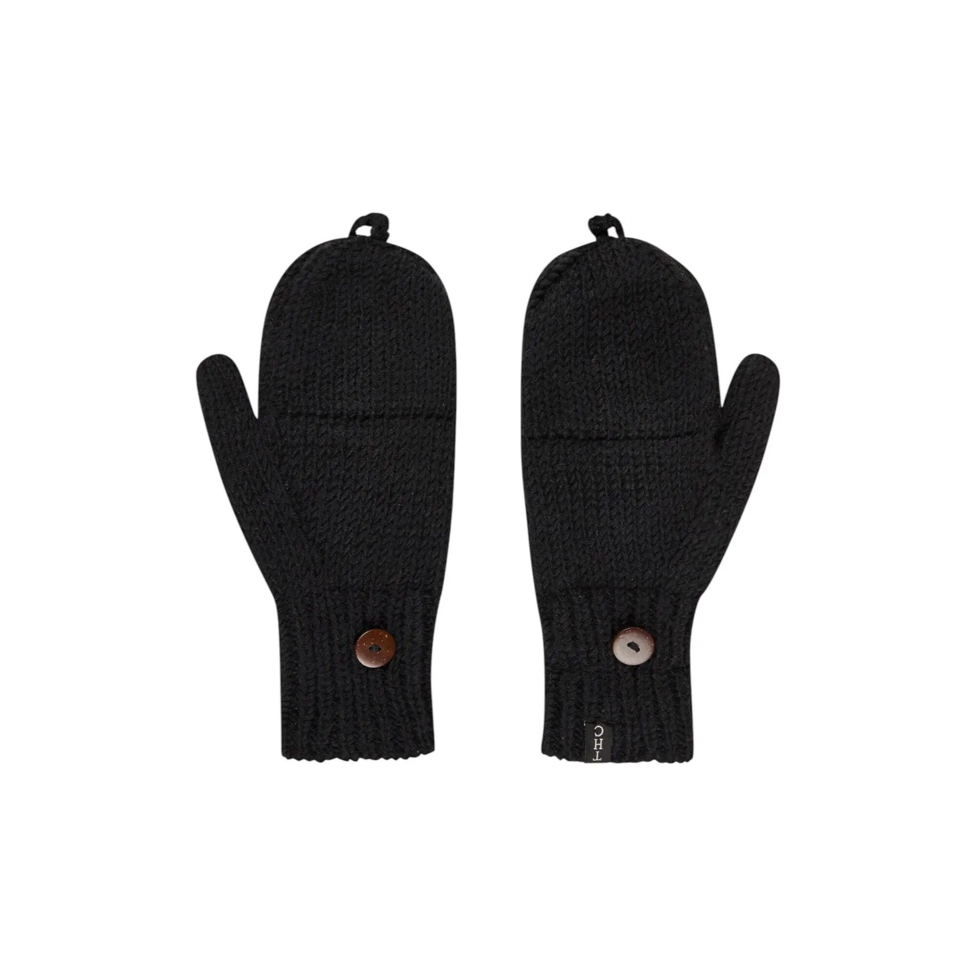 THC Natural Line Strickhandschuhe THC Klapphandschuhe 721 schwarz (1-St., 1 Paar) abklappbare Fingerspitzen