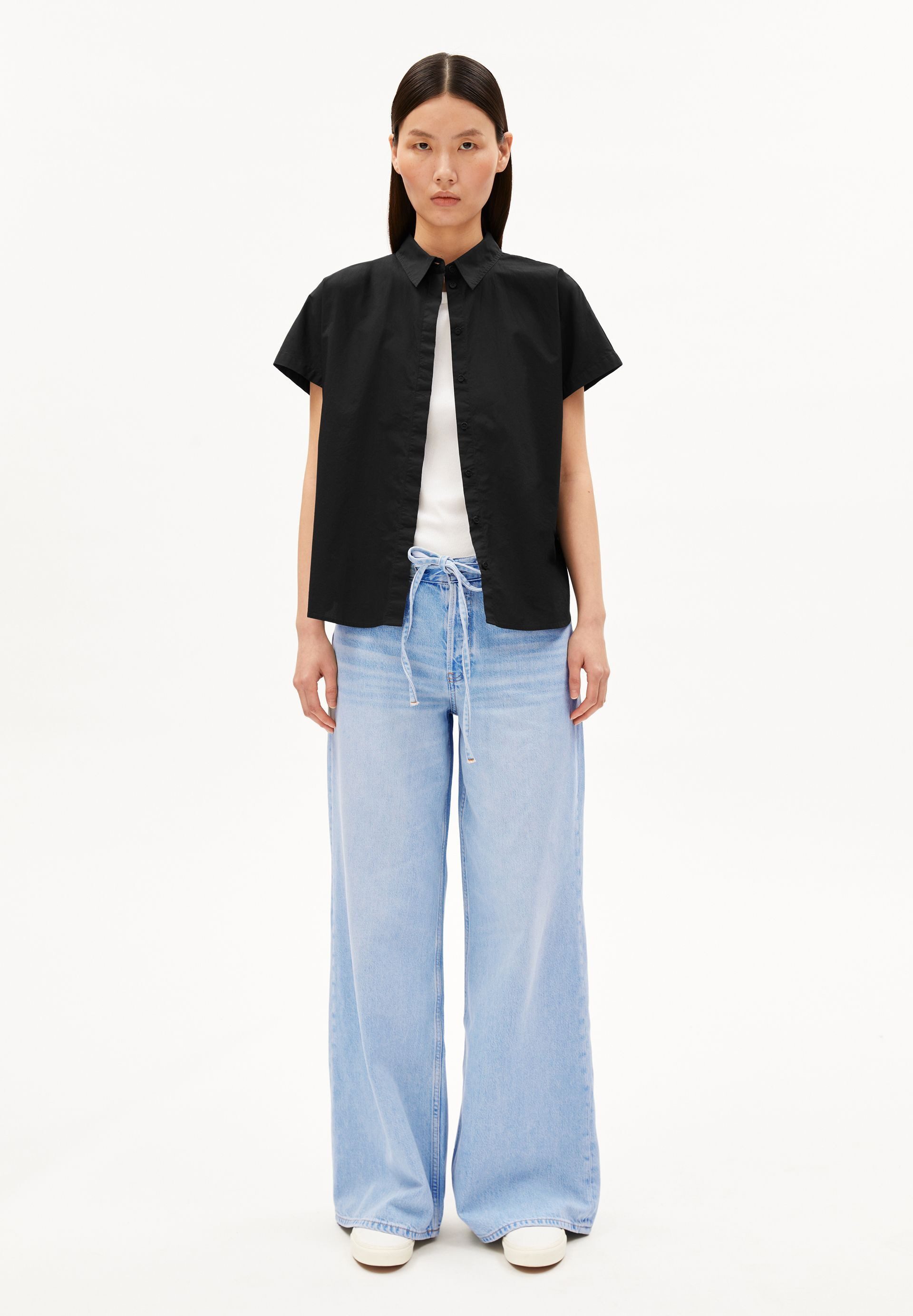Armedangels Kurzarmbluse LARISAANA Bluse aus 100% Bio-Baumwolle Relaxed Fit