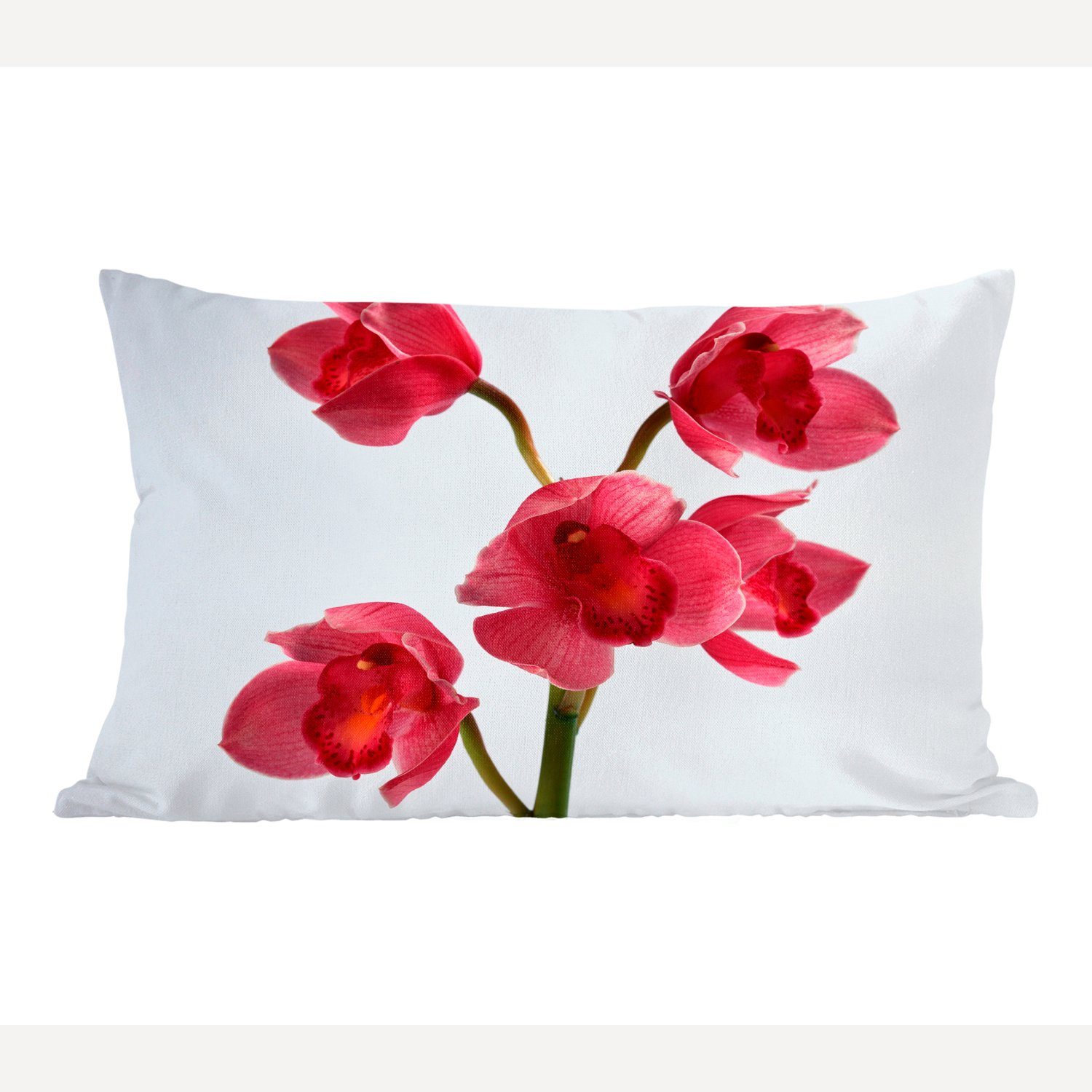 MuchoWow Dekokissen Rote Orchideen für einen hellen Hintergrund, Wohzimmer Dekoration, Zierkissen, Dekokissen mit Füllung, Schlafzimmer